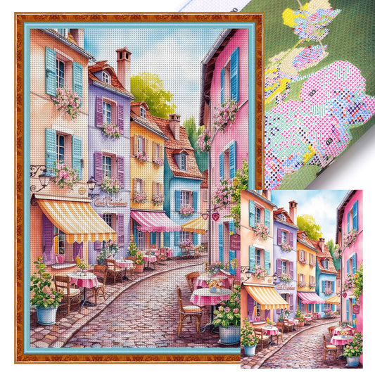 Colorful Town - Full 14CT Stamped Cross Stitch 45x60CM - Huacan