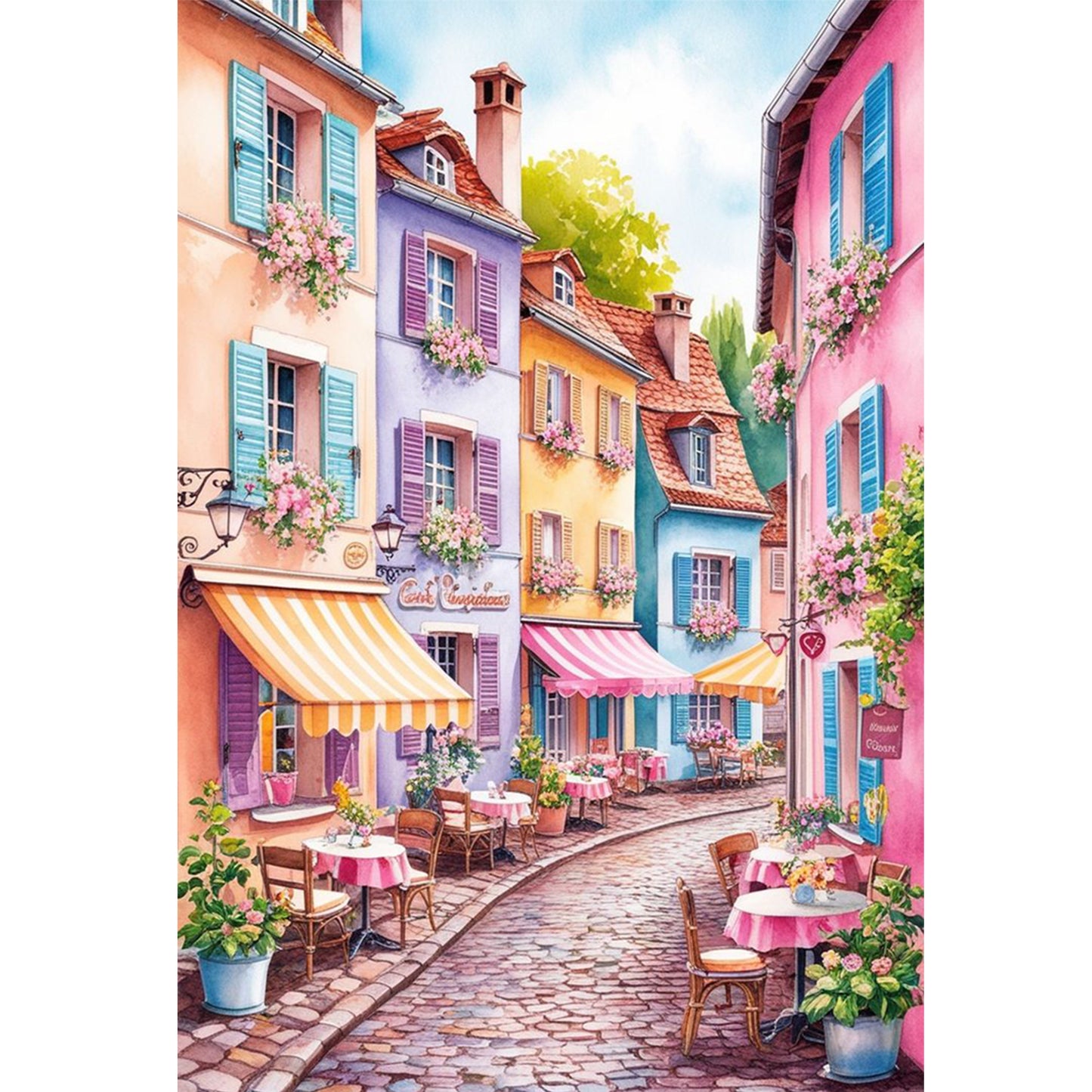 Colorful Town - Full 14CT Stamped Cross Stitch 45x60CM - Huacan