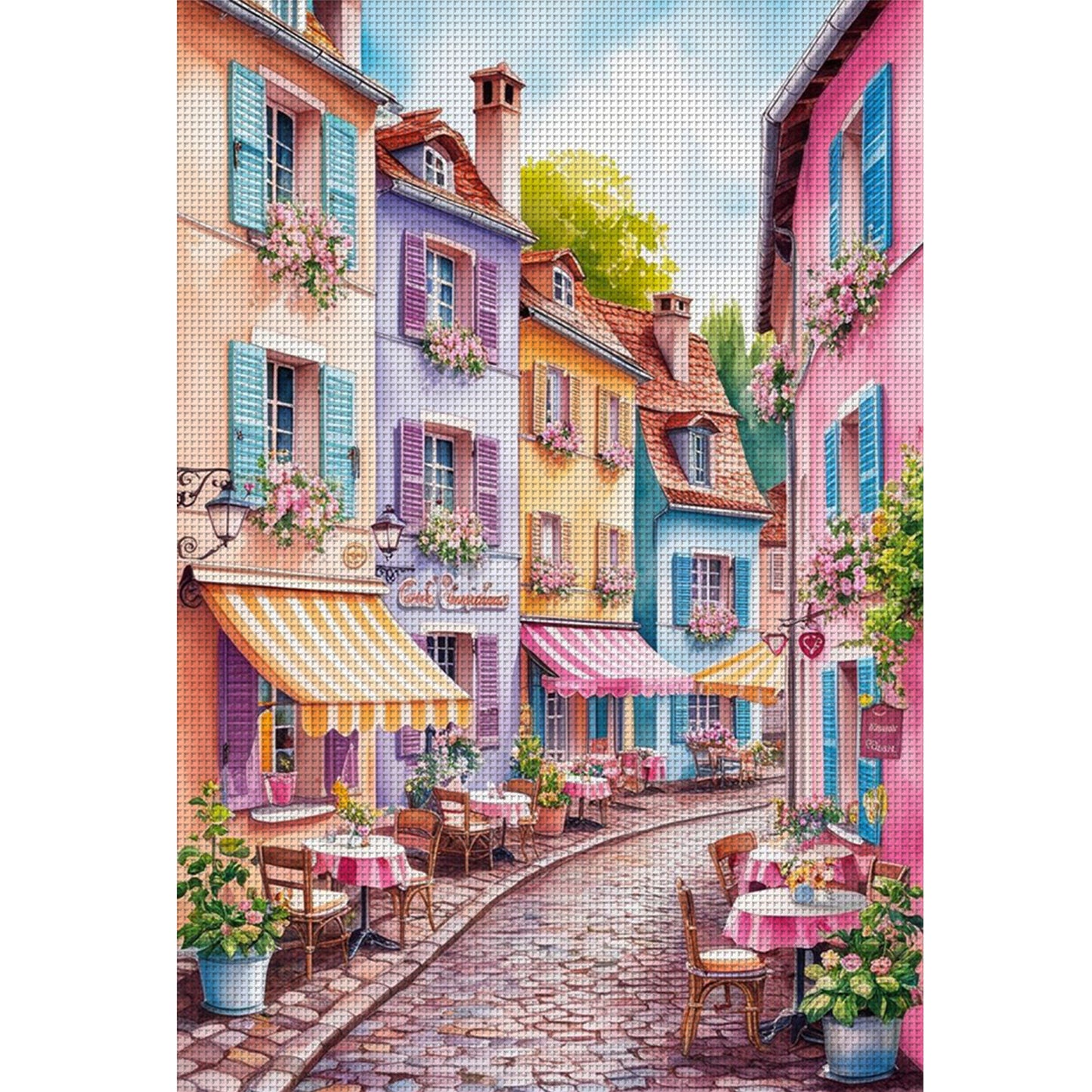 Colorful Town - Full 14CT Stamped Cross Stitch 45x60CM - Huacan