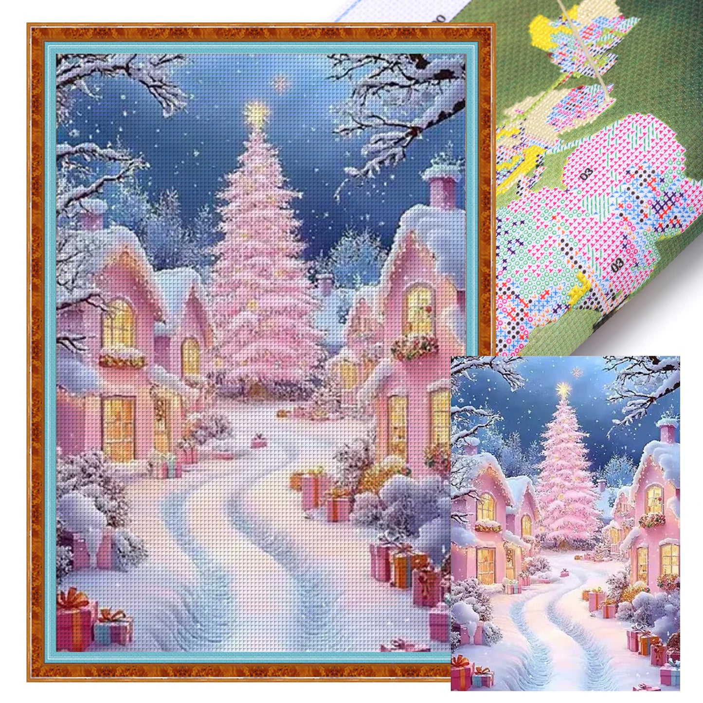 Winter Hut - Full 14CT Stamped Cross Stitch 45x60CM - Huacan