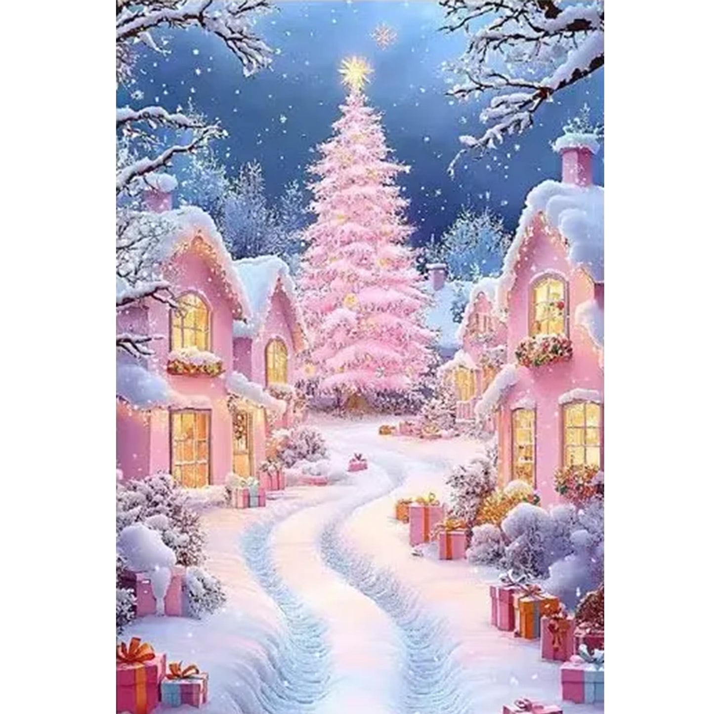 Winter Hut - Full 14CT Stamped Cross Stitch 45x60CM - Huacan