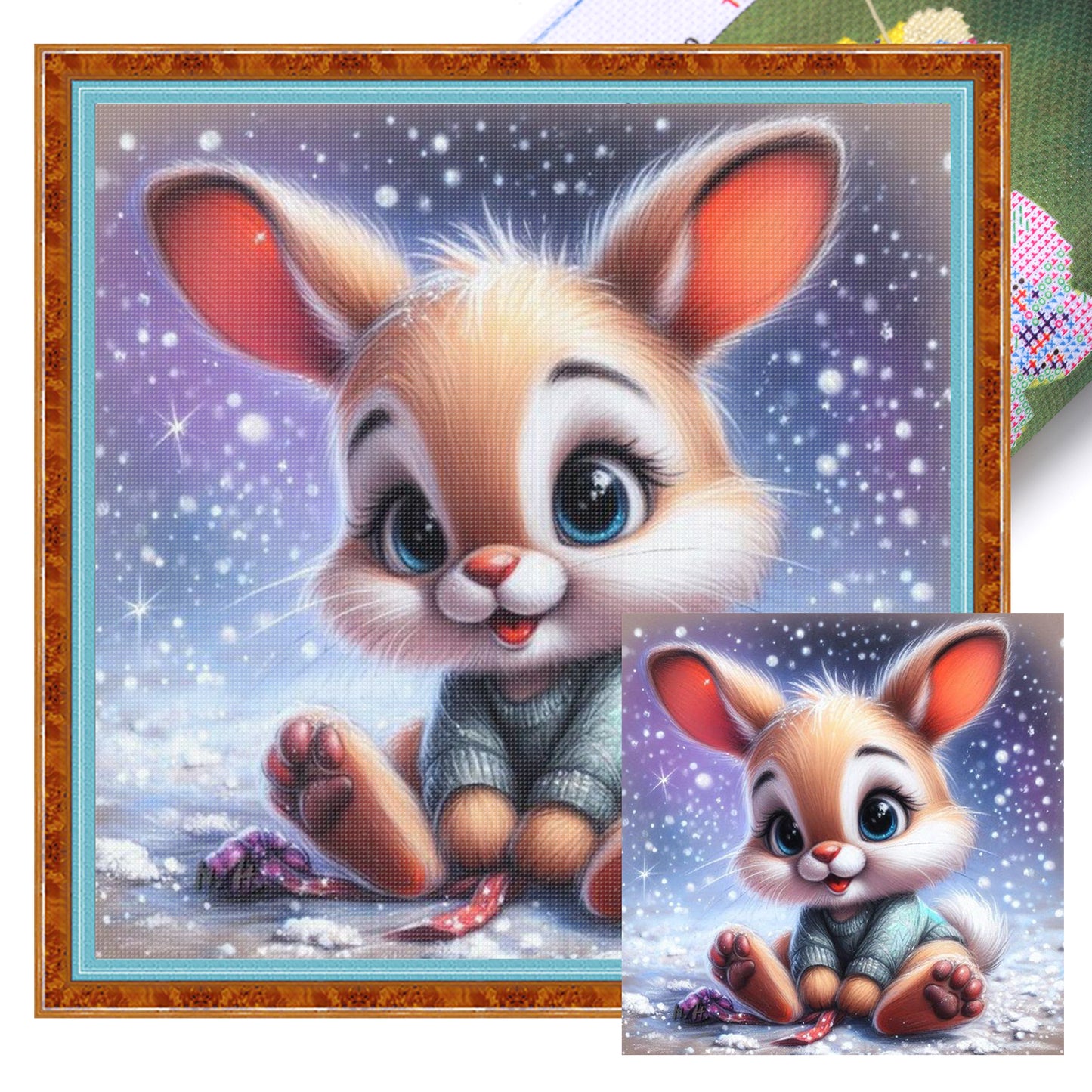 Rabbit - Full 11CT Stamped Cross Stitch 40x40CM - Yishu