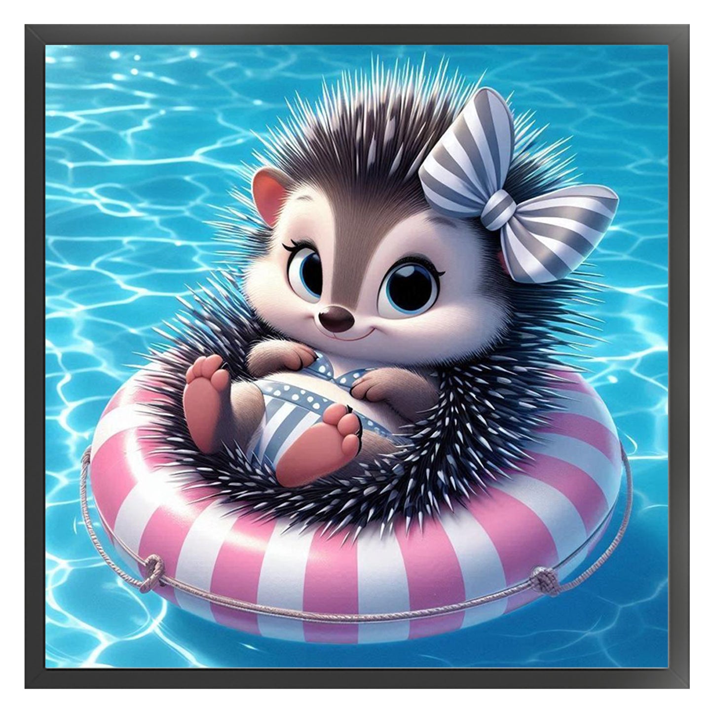 Hedgehog On A Swimming Ring - Full 11CT Stamped Cross Stitch 40x40CM - Yishu