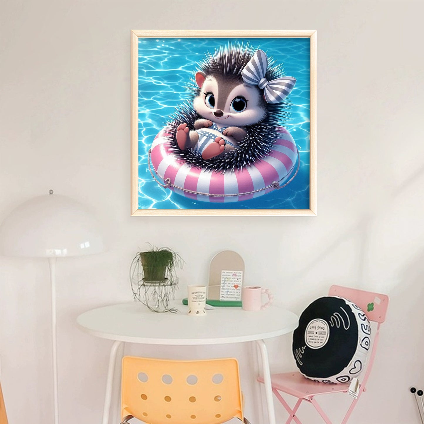 Hedgehog On A Swimming Ring - Full 11CT Stamped Cross Stitch 40x40CM - Yishu