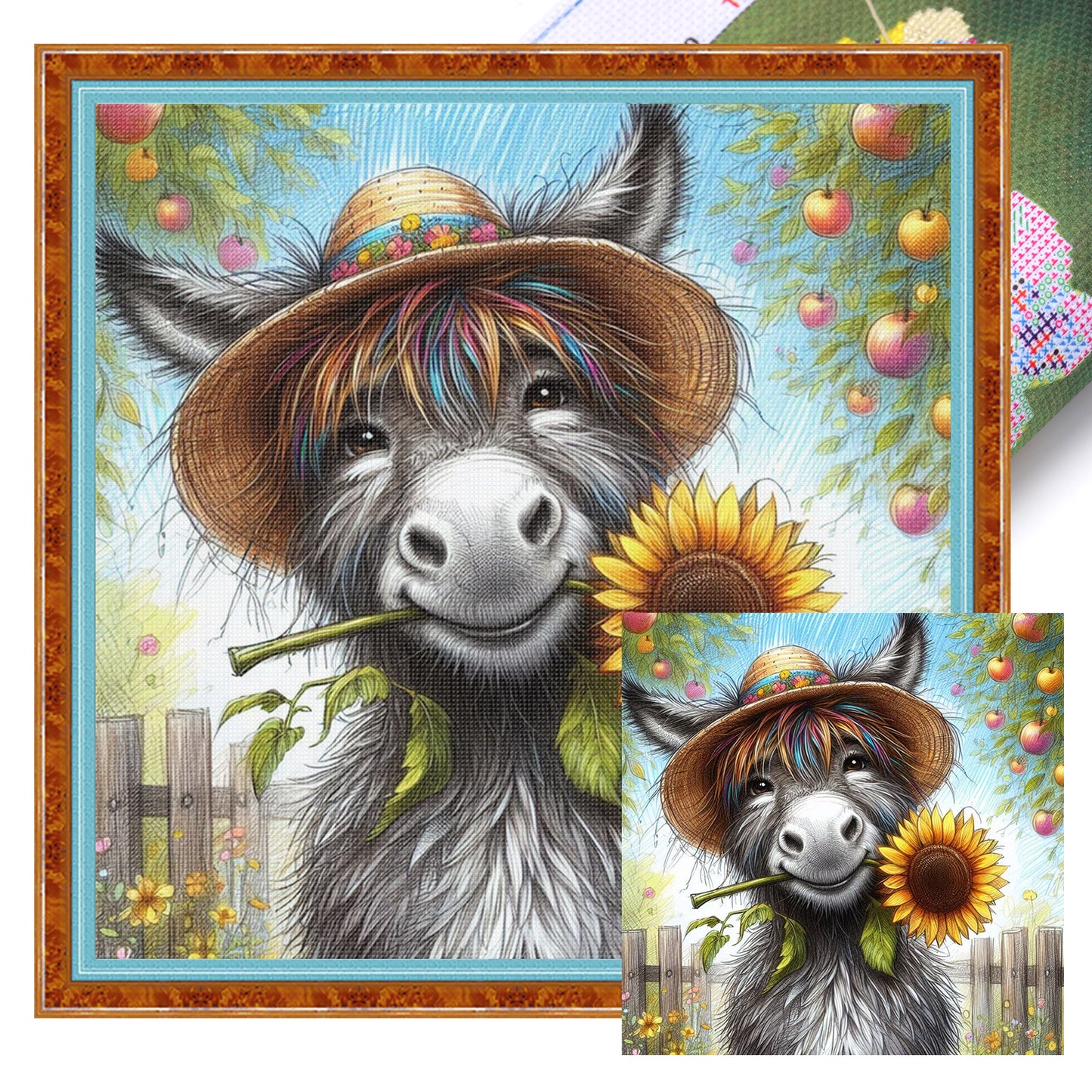 Donkey - Full 11CT Stamped Cross Stitch 40x40CM - Yishu