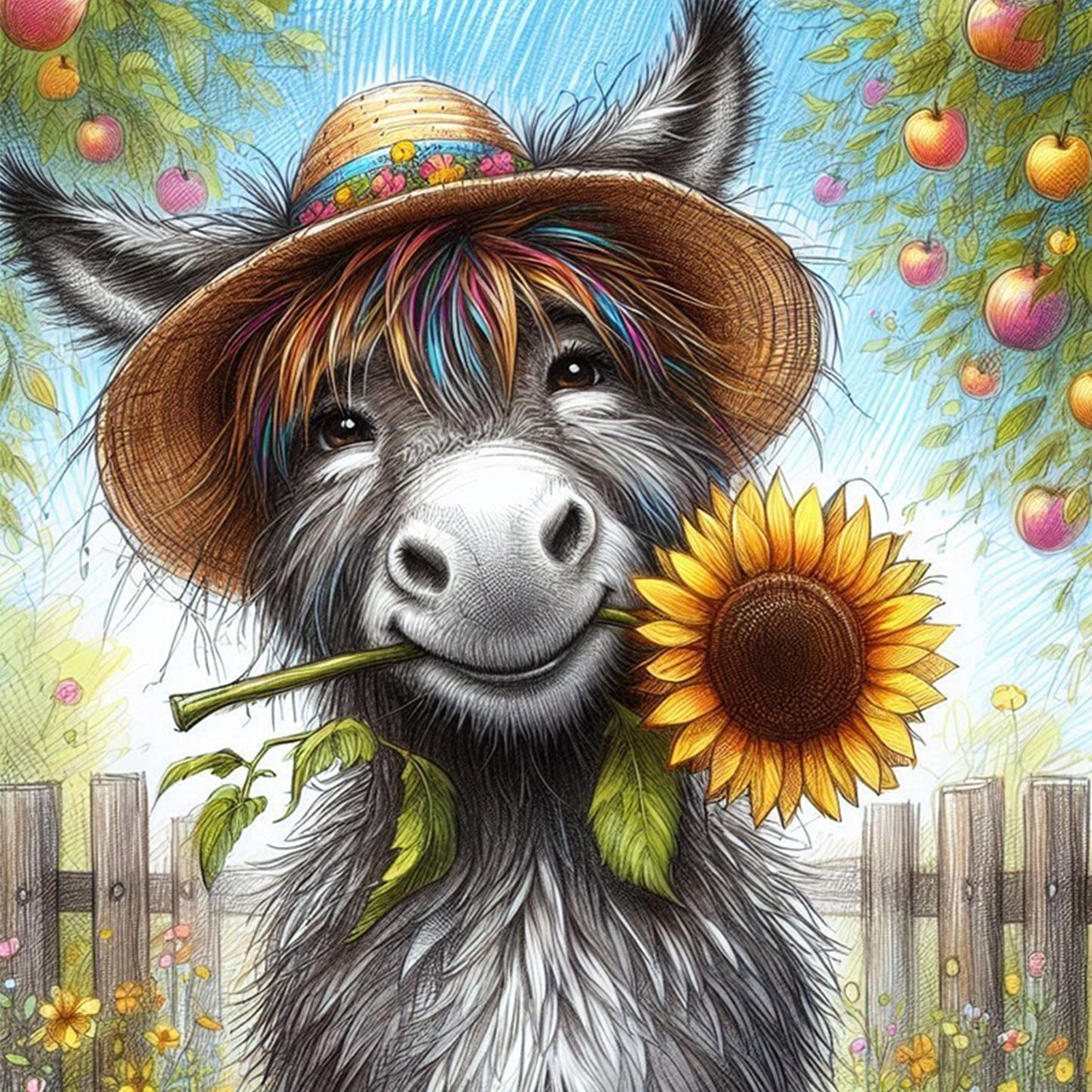 Donkey - Full 11CT Stamped Cross Stitch 40x40CM - Yishu