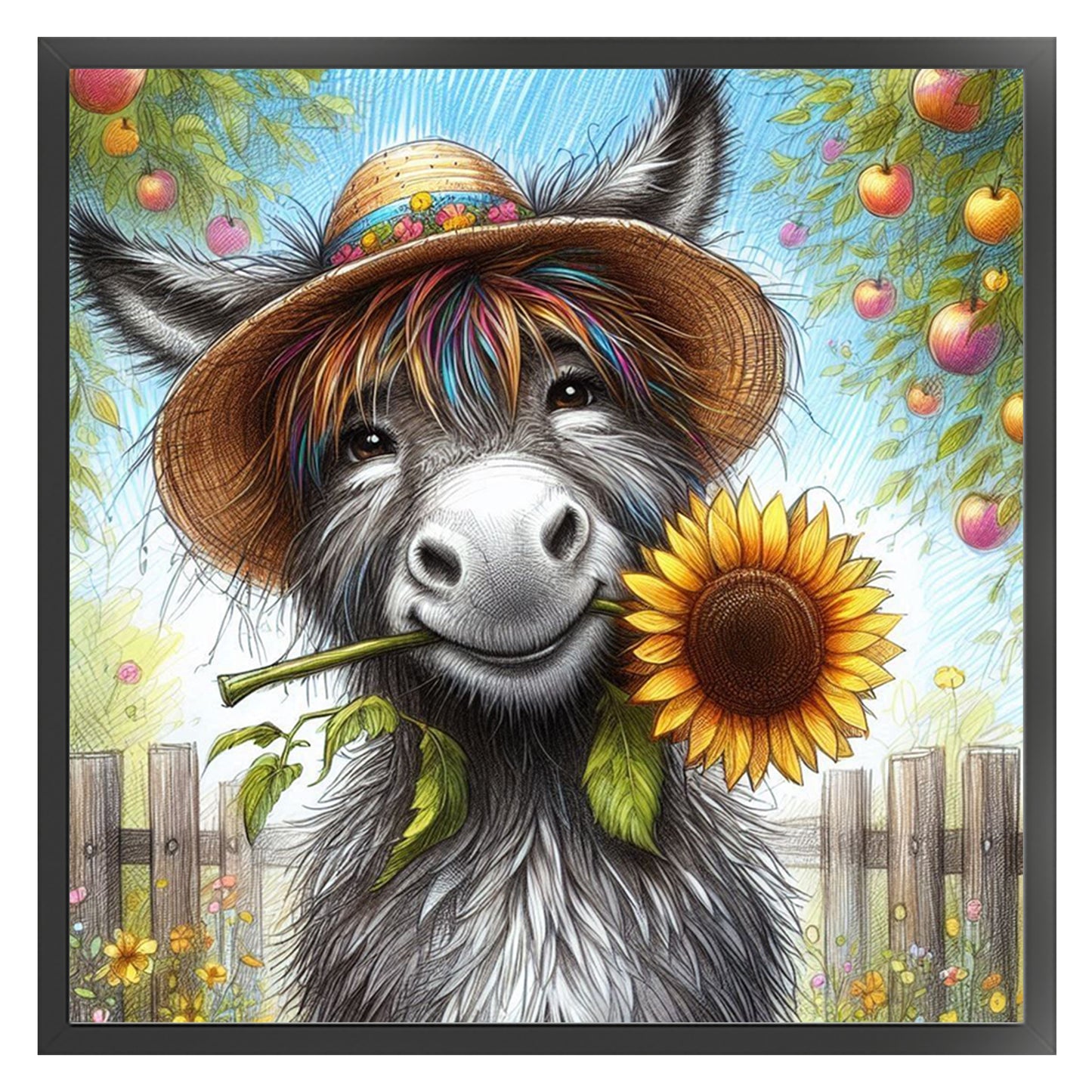 Donkey - Full 11CT Stamped Cross Stitch 40x40CM - Yishu