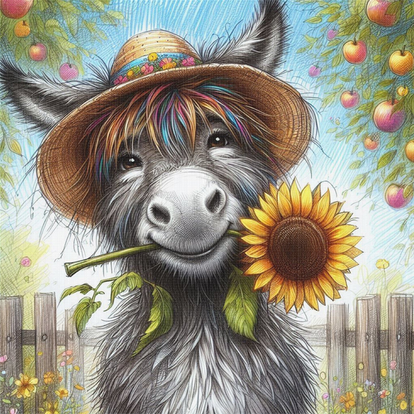 Donkey - Full 11CT Stamped Cross Stitch 40x40CM - Yishu