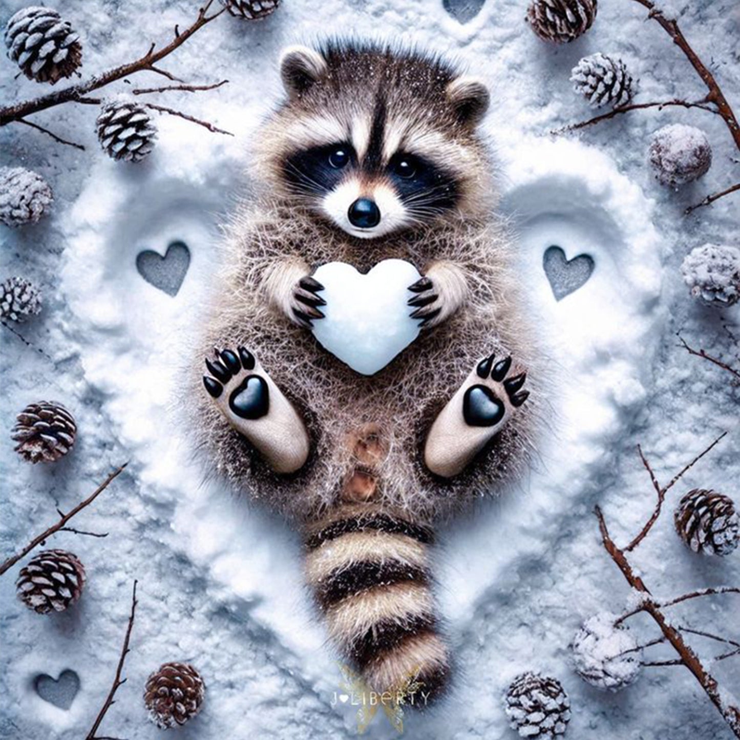 Little Raccoon - Full 11CT Stamped Cross Stitch 40x40CM - Yishu