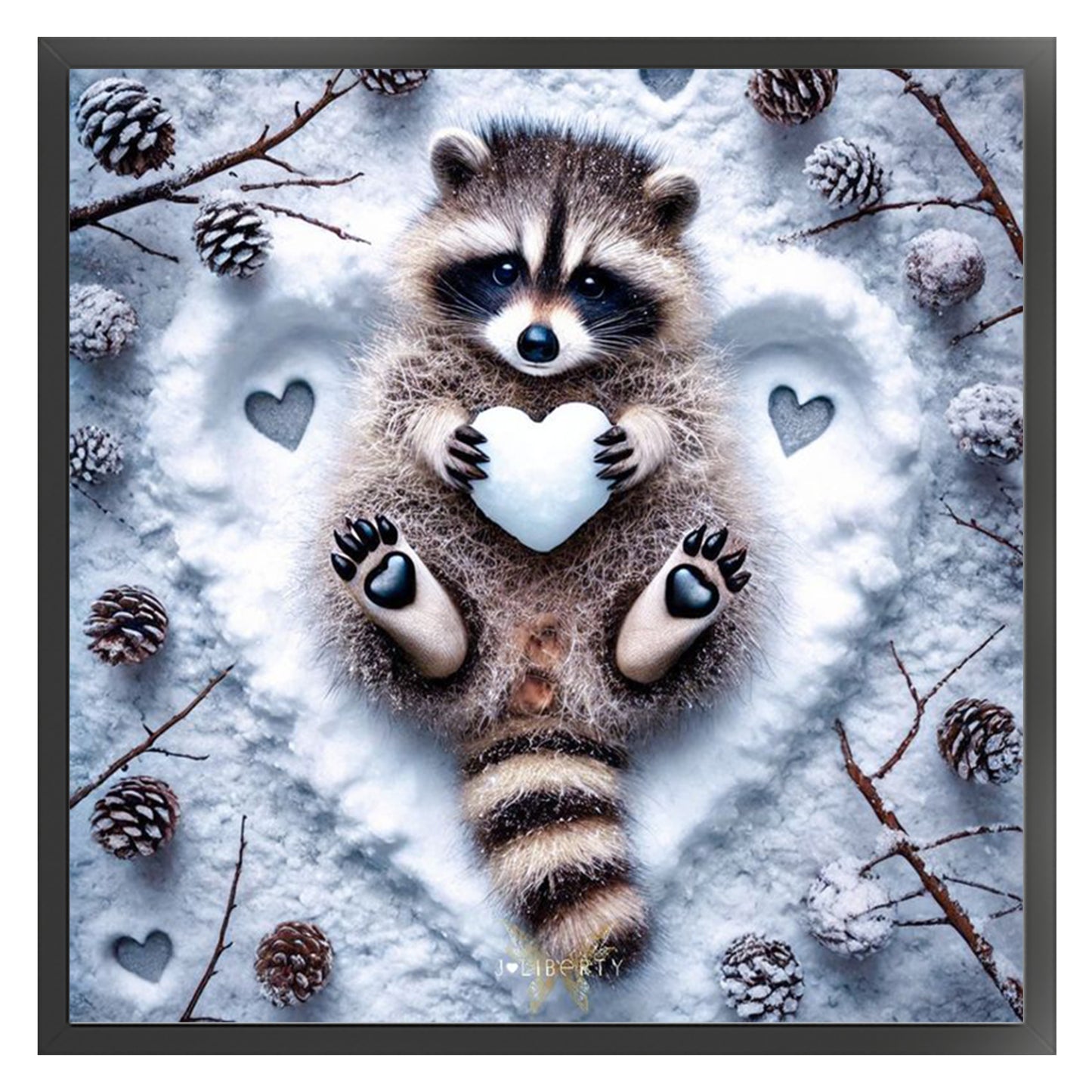 Little Raccoon - Full 11CT Stamped Cross Stitch 40x40CM - Yishu