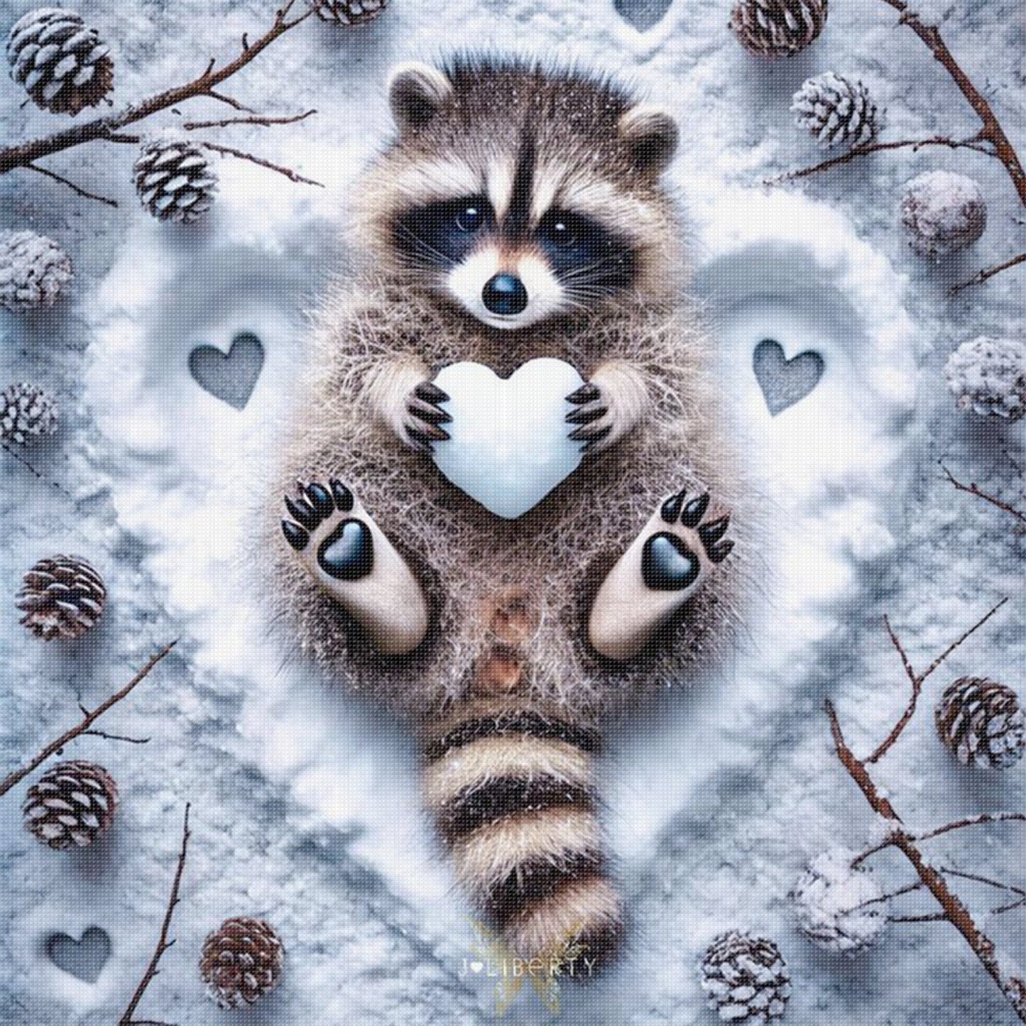 Little Raccoon - Full 11CT Stamped Cross Stitch 40x40CM - Yishu