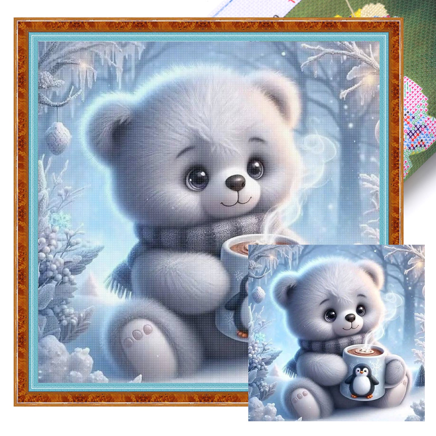 Bear - Full 11CT Stamped Cross Stitch 40x40CM - Yishu