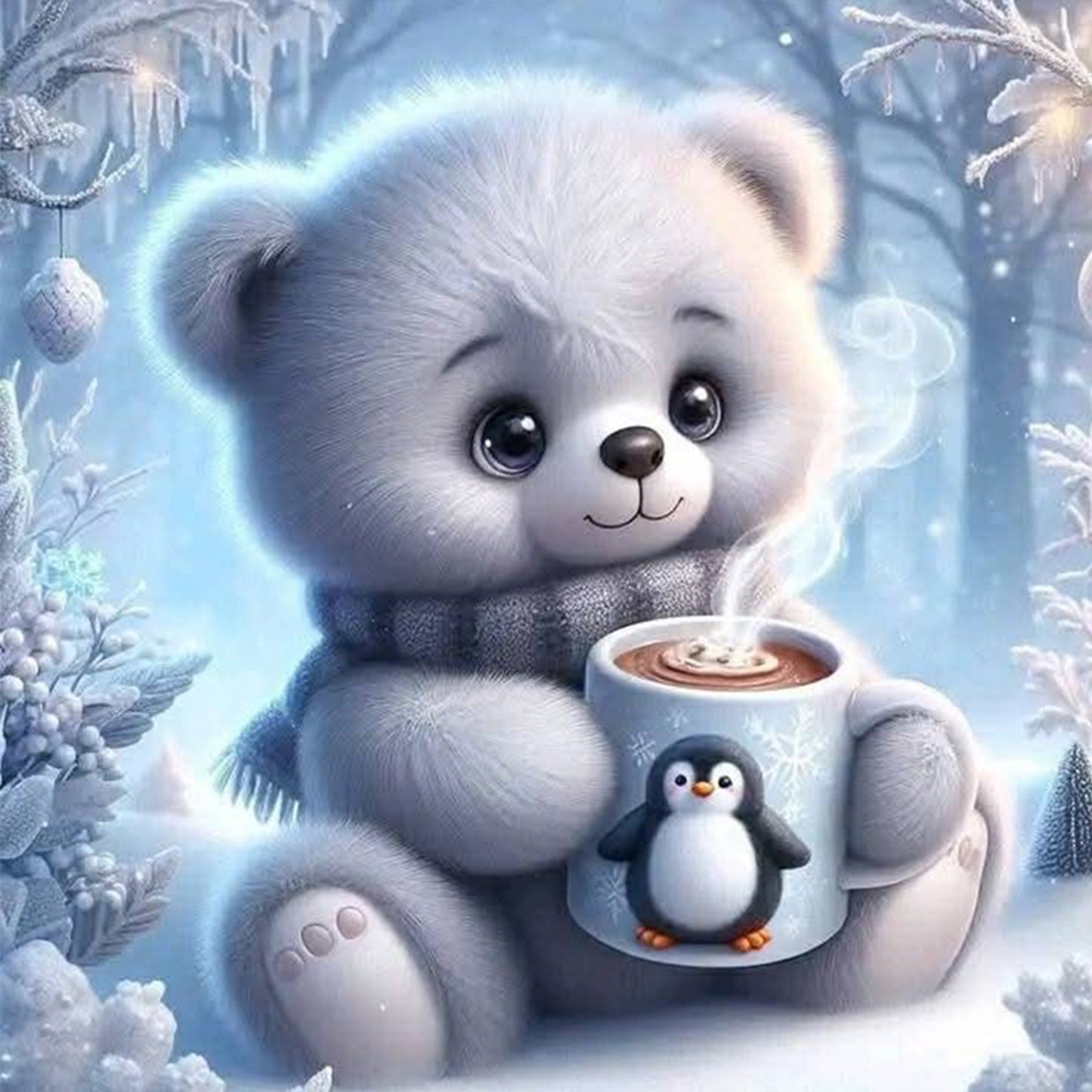 Bear - Full 11CT Stamped Cross Stitch 40x40CM - Yishu
