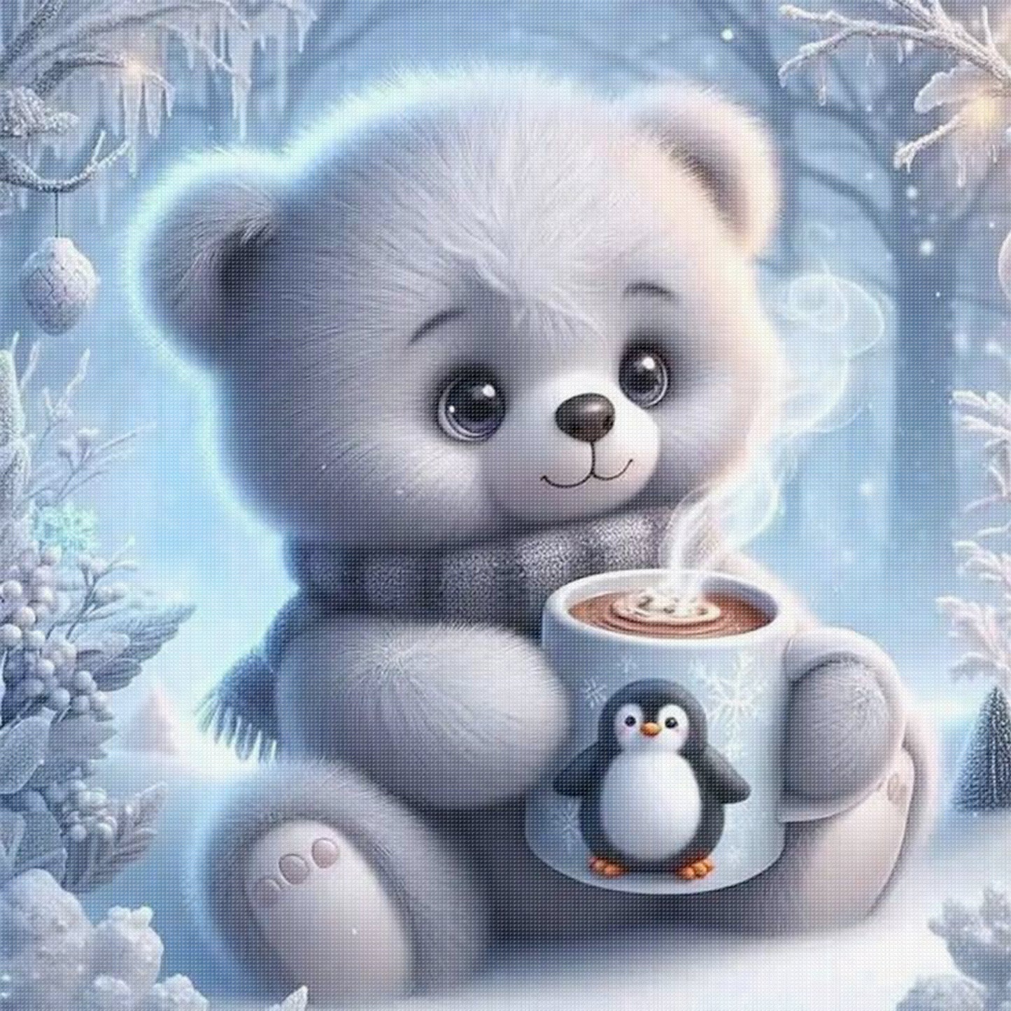 Bear - Full 11CT Stamped Cross Stitch 40x40CM - Yishu