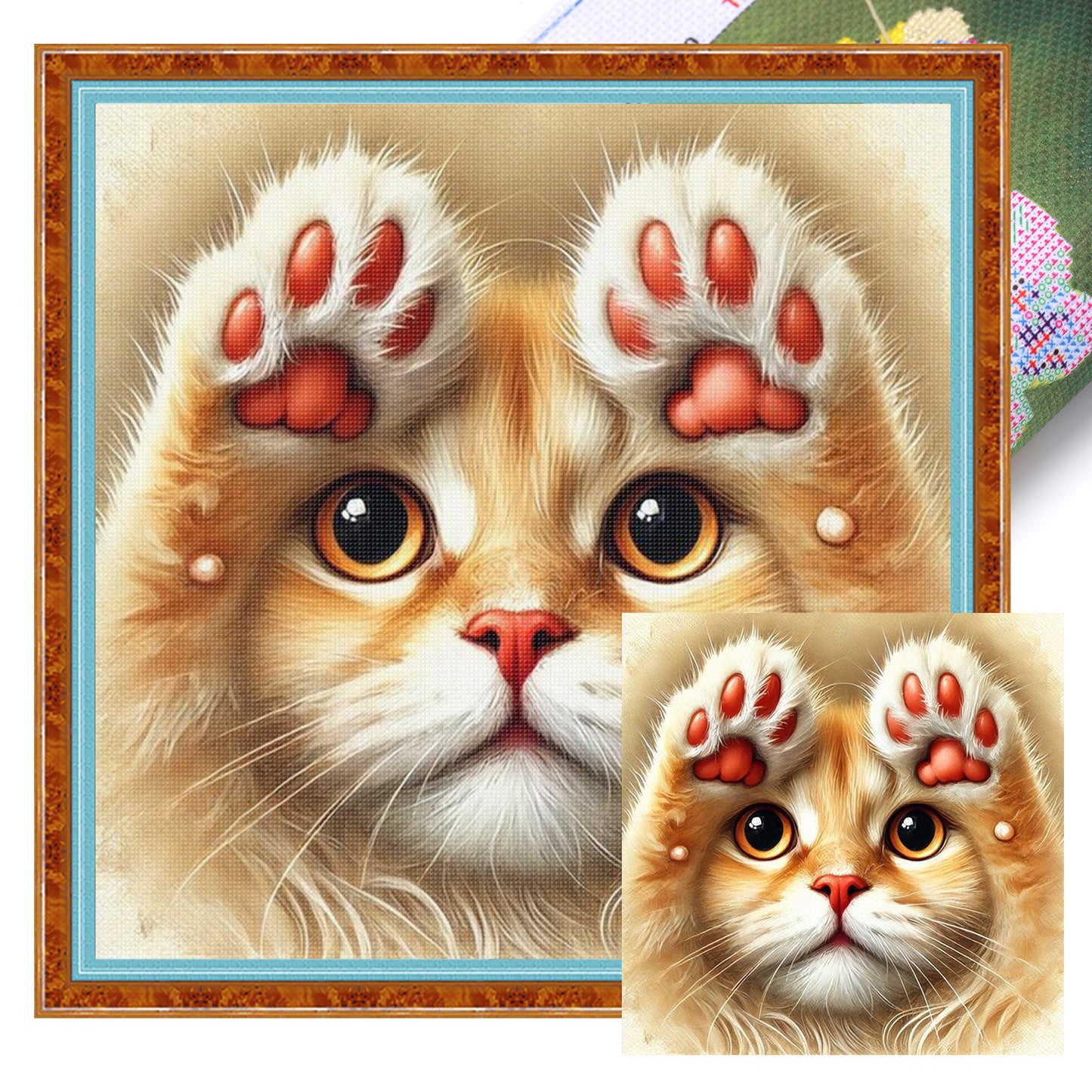 Cat - Full 11CT Stamped Cross Stitch 40x40CM - Yishu