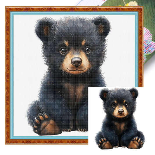 Black Bear - Full 11CT Stamped Cross Stitch 40x40CM - Yishu