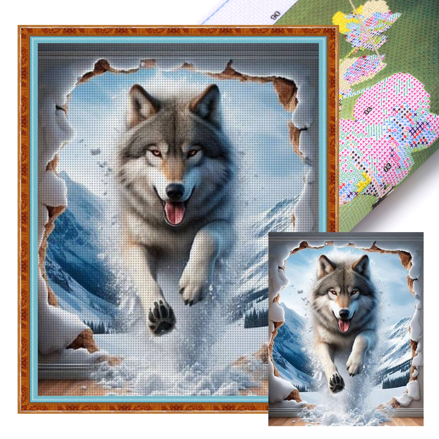 Wolf - Full 11CT Stamped Cross Stitch 40x50CM - Huacan