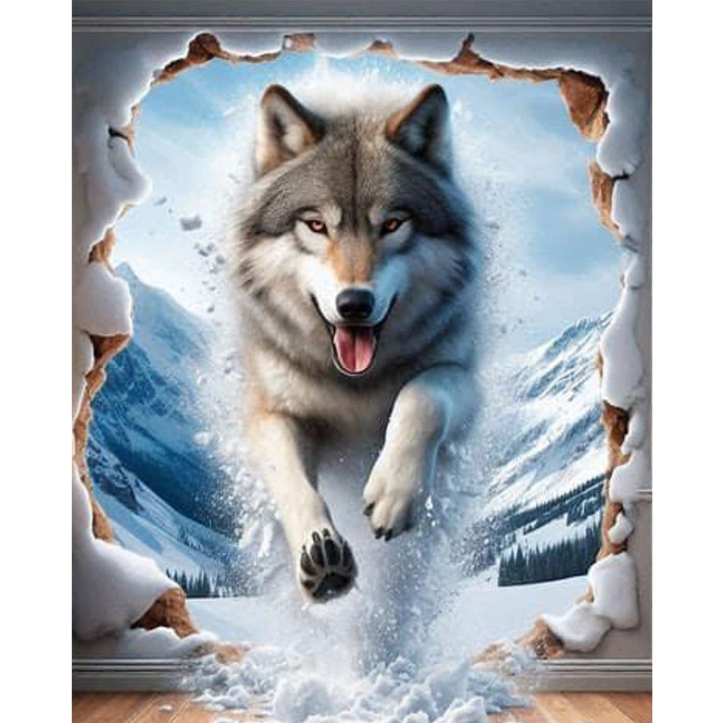 Wolf - Full 11CT Stamped Cross Stitch 40x50CM - Huacan