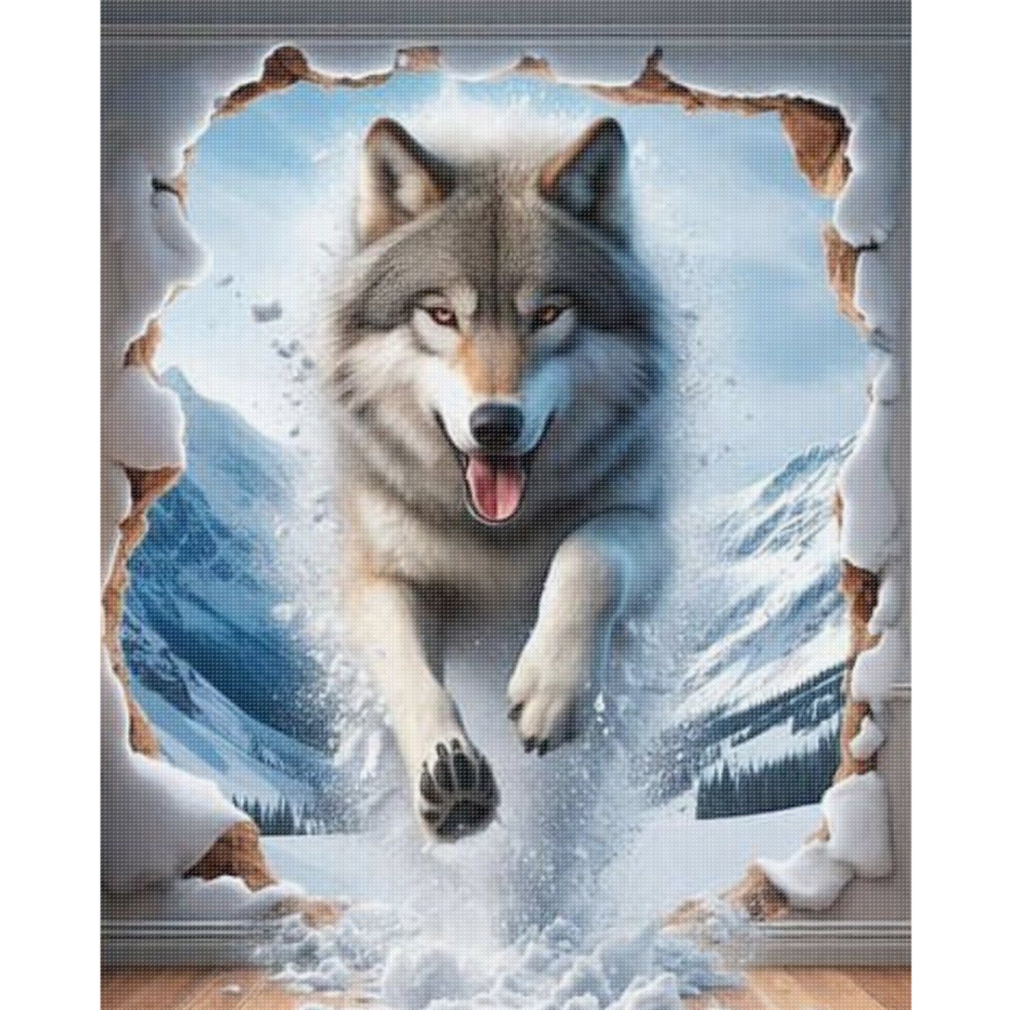 Wolf - Full 11CT Stamped Cross Stitch 40x50CM - Huacan