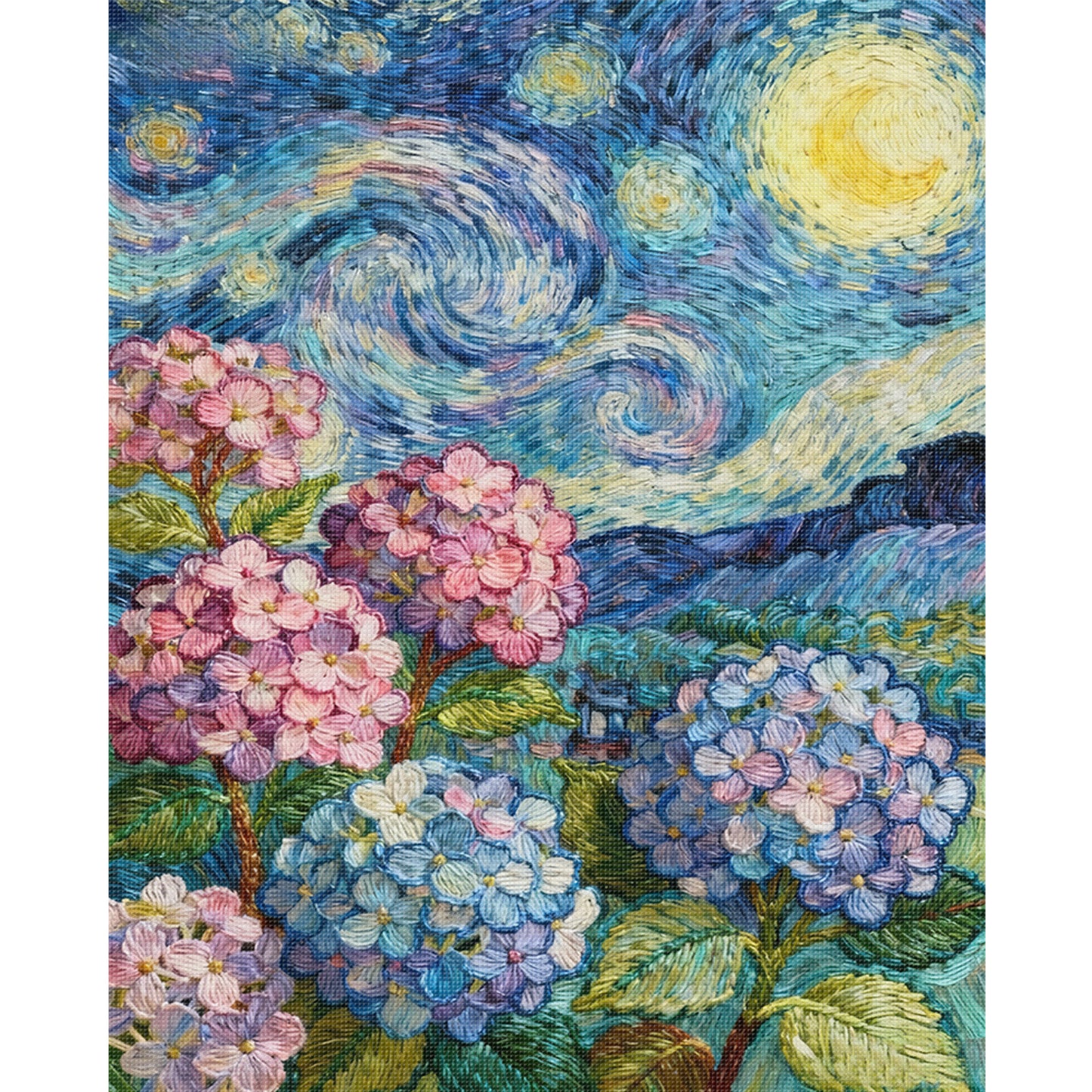 Van Gogh - Hydrangea - Full 11CT Stamped Cross Stitch 40x50CM - Huacan