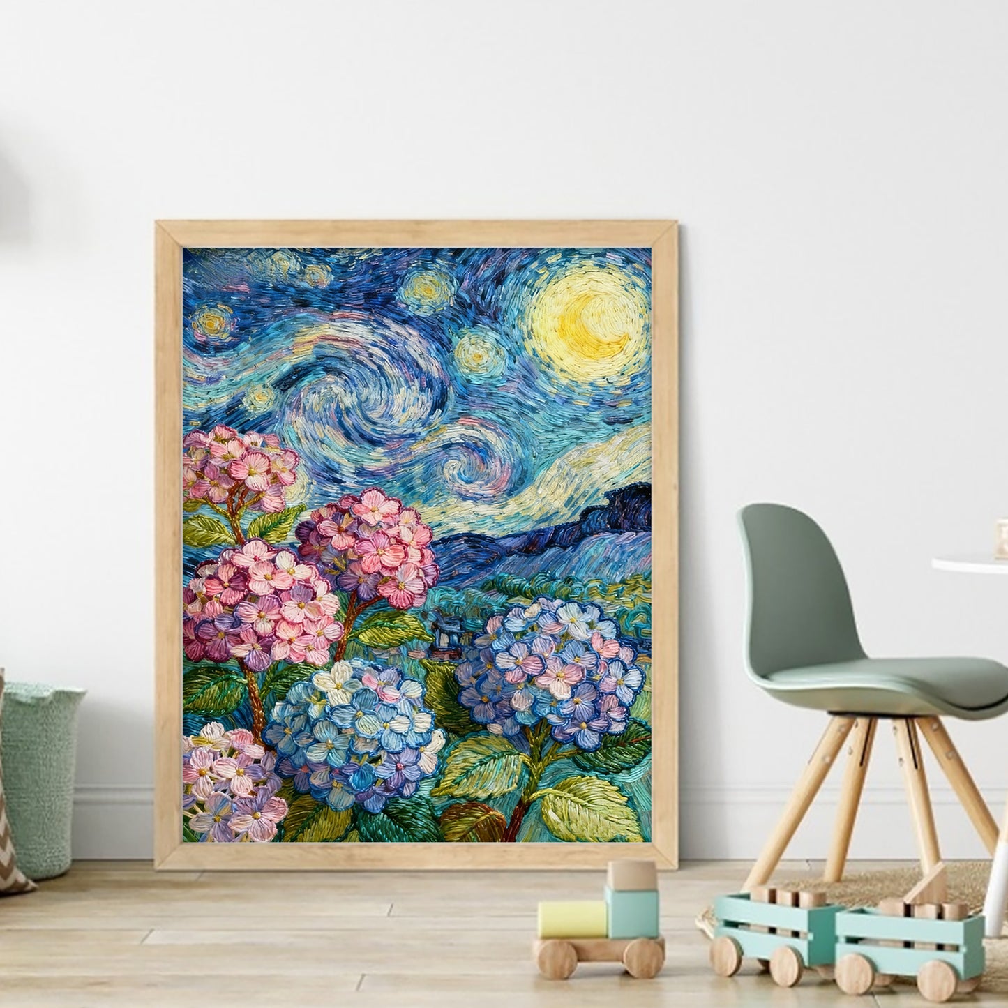 Van Gogh - Hydrangea - Full 11CT Stamped Cross Stitch 40x50CM - Huacan
