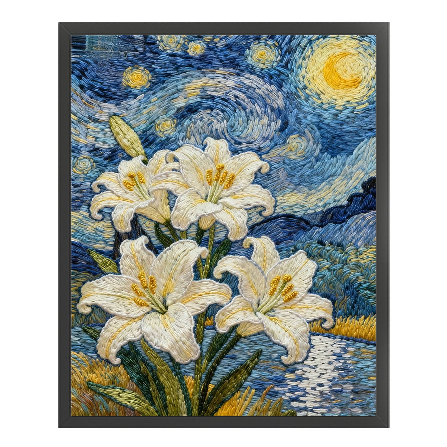 Van Gogh - Lily - Full 11CT Stamped Cross Stitch 40x50CM - Huacan
