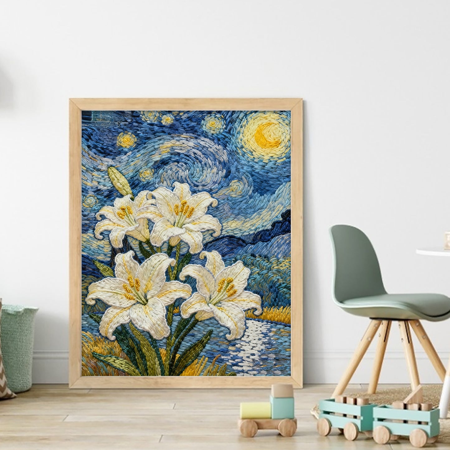 Van Gogh - Lily - Full 11CT Stamped Cross Stitch 40x50CM - Huacan