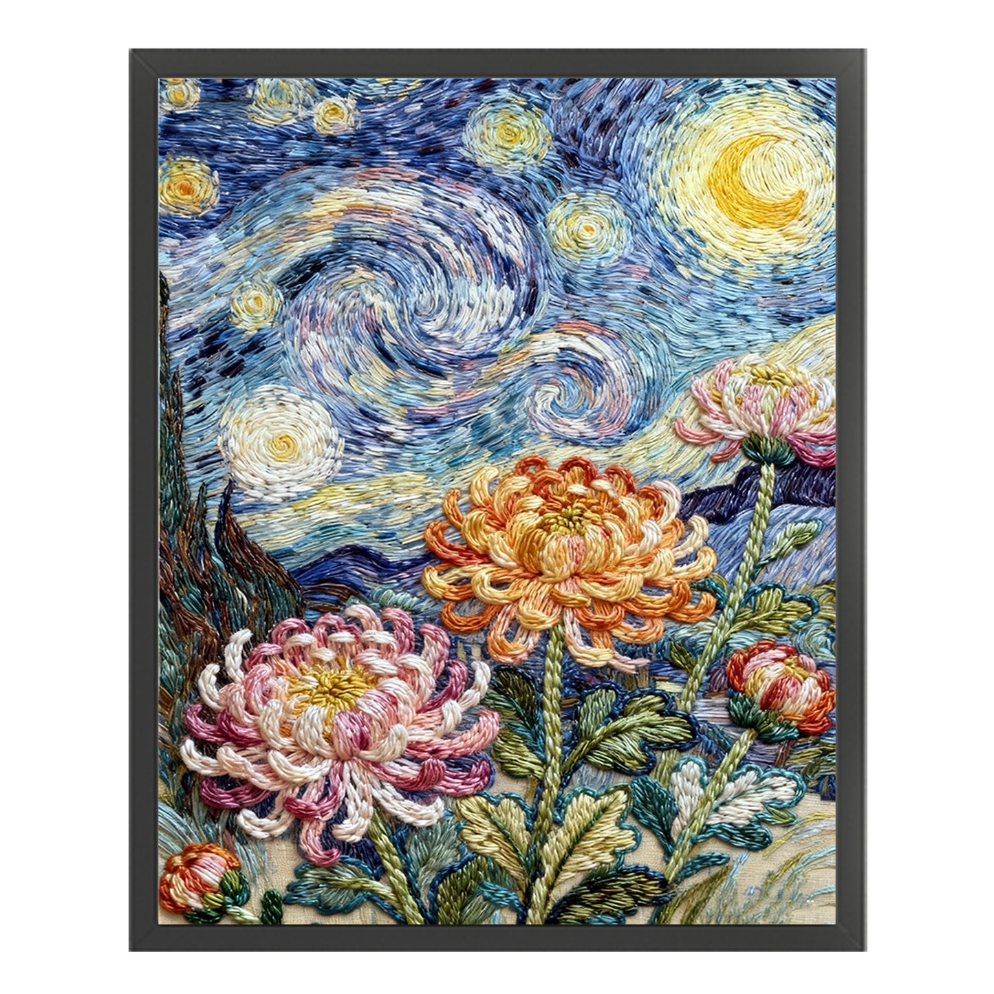 Van Gogh - Chrysanthemum - Full 11CT Stamped Cross Stitch 40x50CM - Huacan