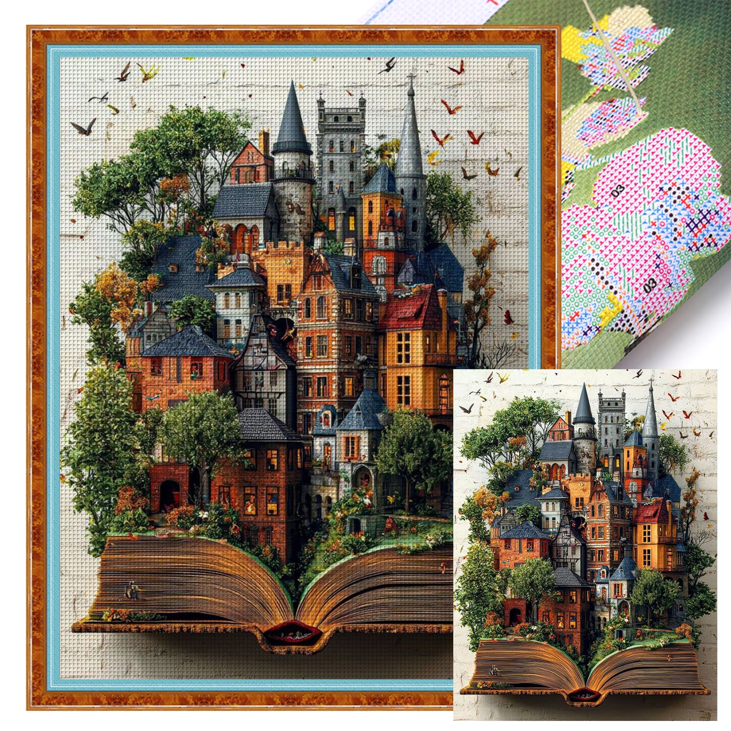 Book Castle - Full 11CT Stamped Cross Stitch 45x60CM - Huacan