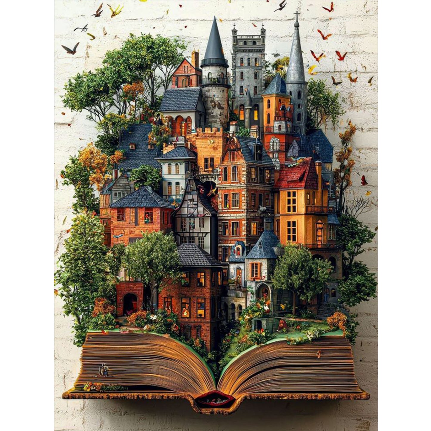 Book Castle - Full 11CT Stamped Cross Stitch 45x60CM - Huacan