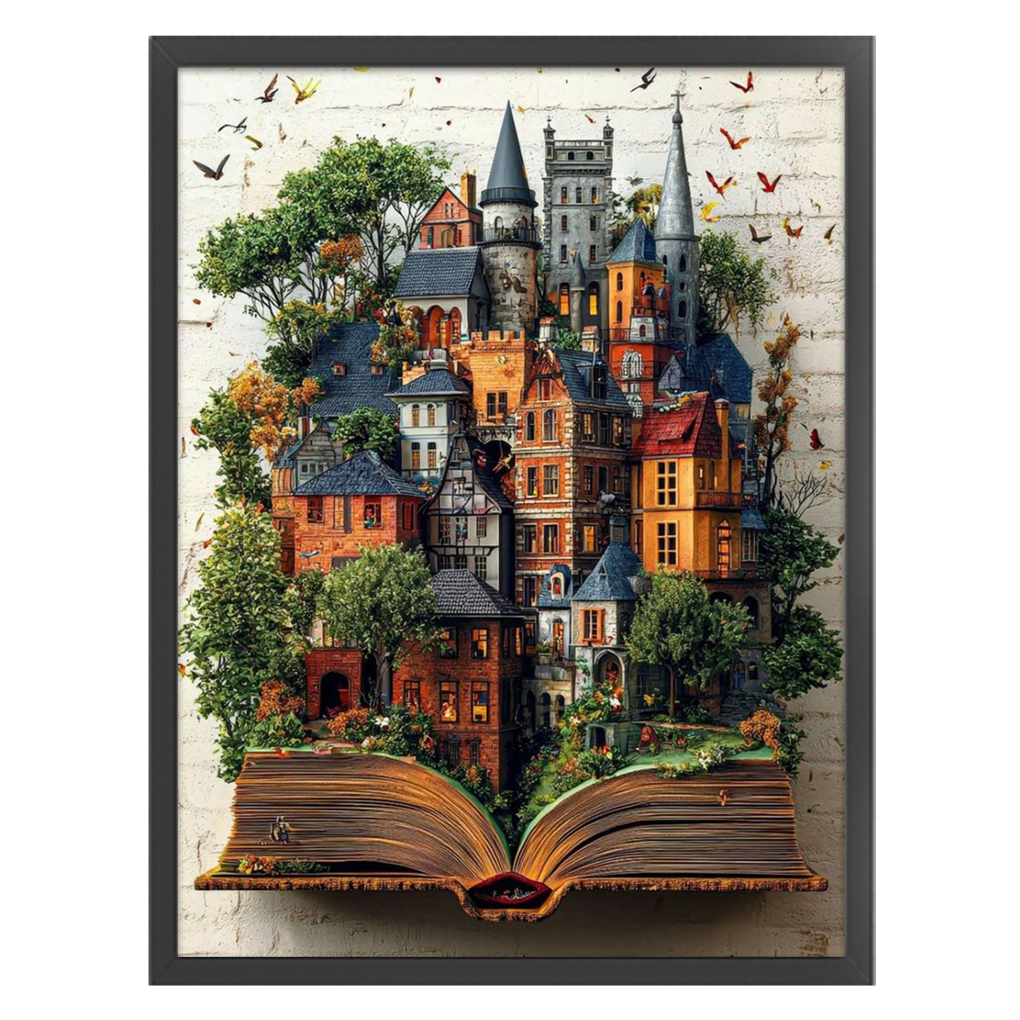 Book Castle - Full 11CT Stamped Cross Stitch 45x60CM - Huacan