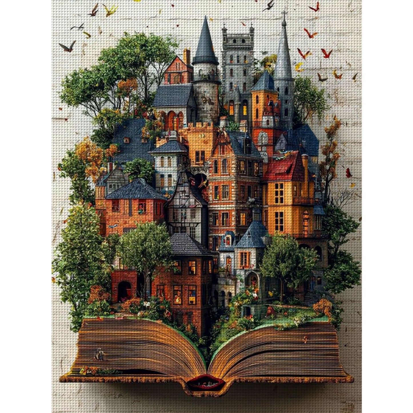 Book Castle - Full 11CT Stamped Cross Stitch 45x60CM - Huacan