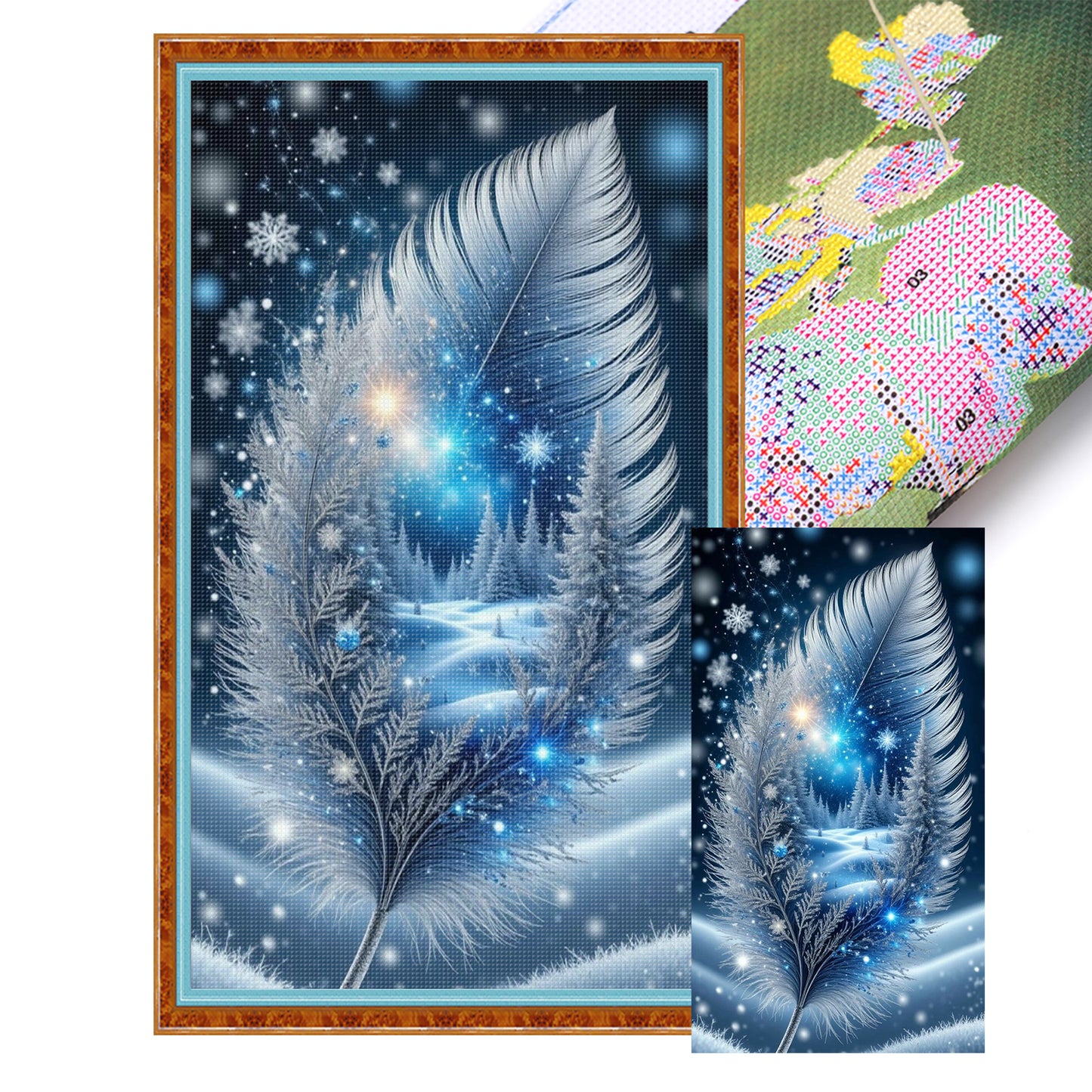 Feather Silhouette Scenery - Full 11CT Stamped Cross Stitch 40x70CM - Huacan