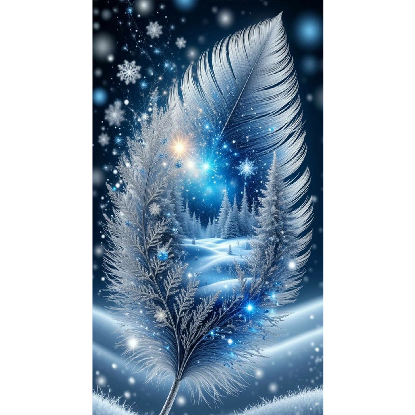 Feather Silhouette Scenery - Full 11CT Stamped Cross Stitch 40x70CM - Huacan