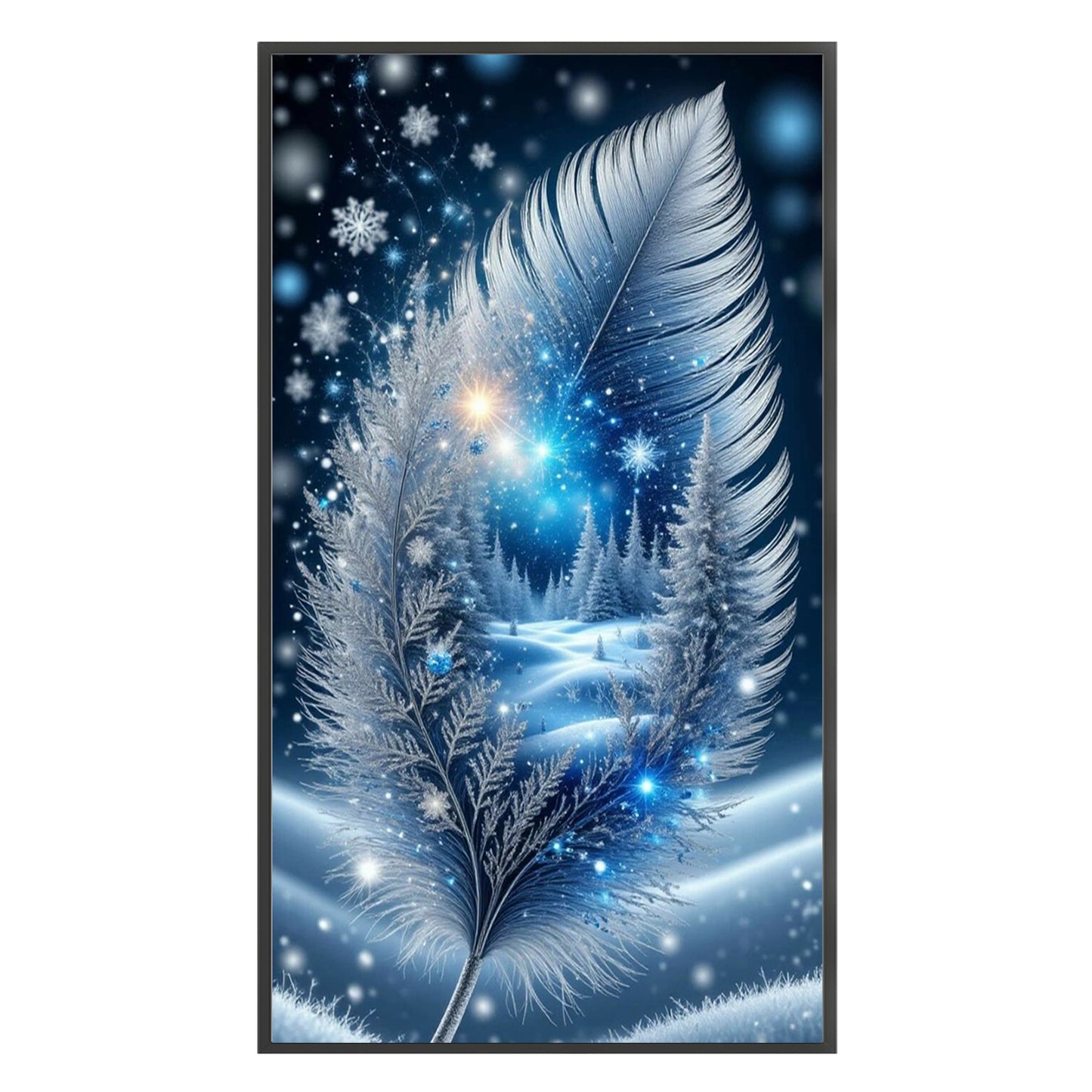 Feather Silhouette Scenery - Full 11CT Stamped Cross Stitch 40x70CM - Huacan