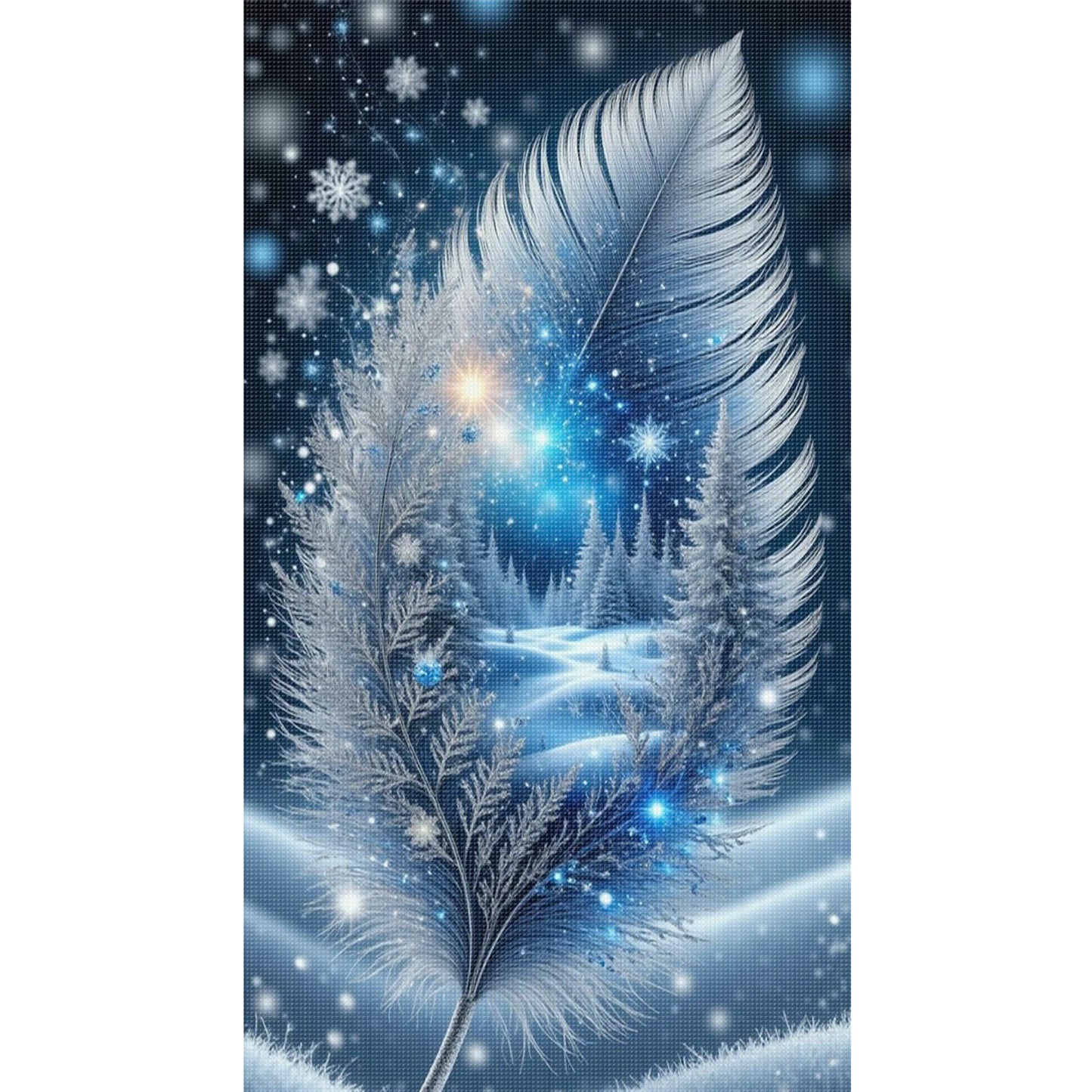 Feather Silhouette Scenery - Full 11CT Stamped Cross Stitch 40x70CM - Huacan