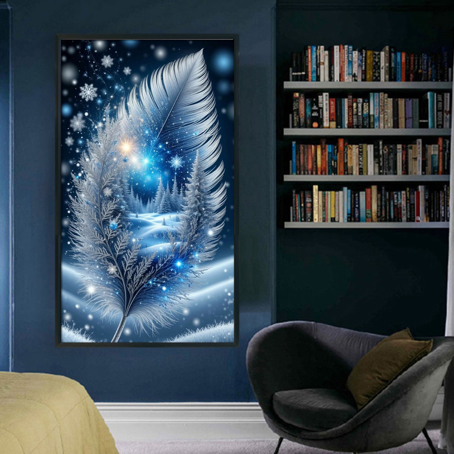 Feather Silhouette Scenery - Full 11CT Stamped Cross Stitch 40x70CM - Huacan