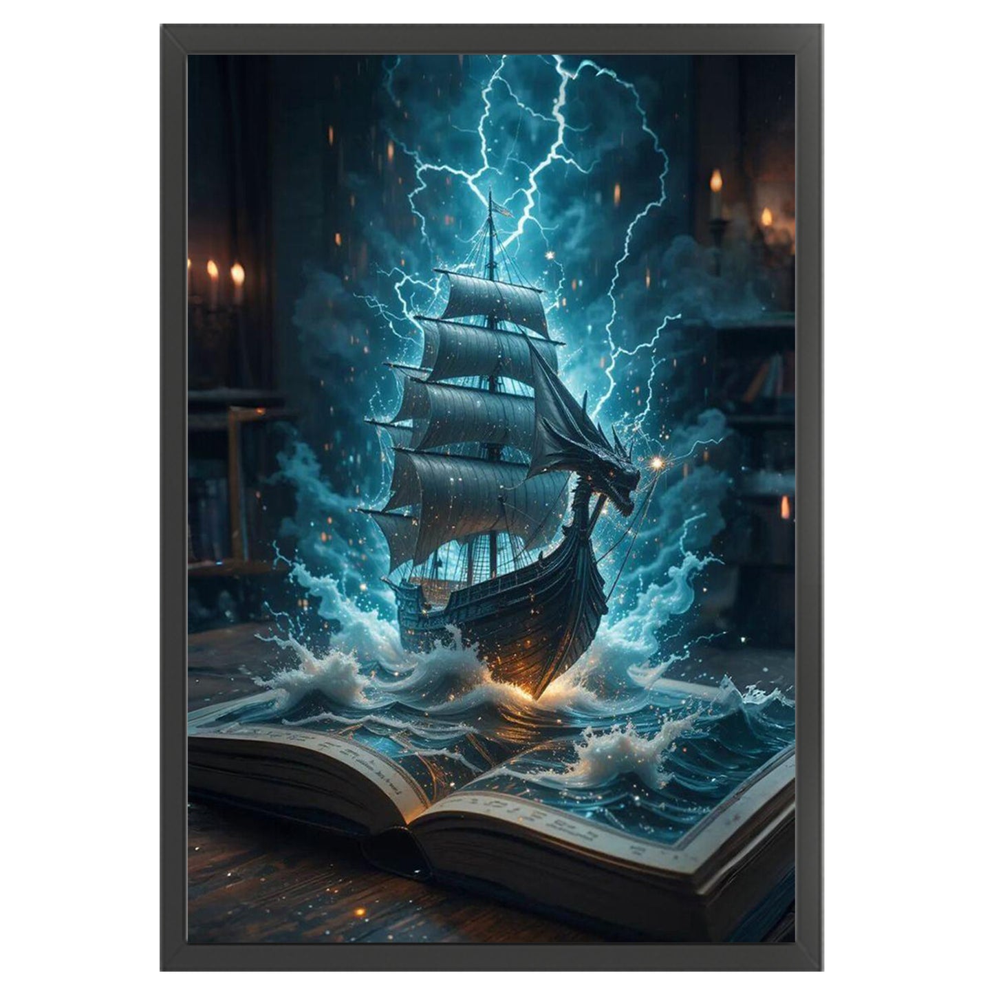 Ship In Book - Full 11CT Stamped Cross Stitch 40x60CM - Huacan
