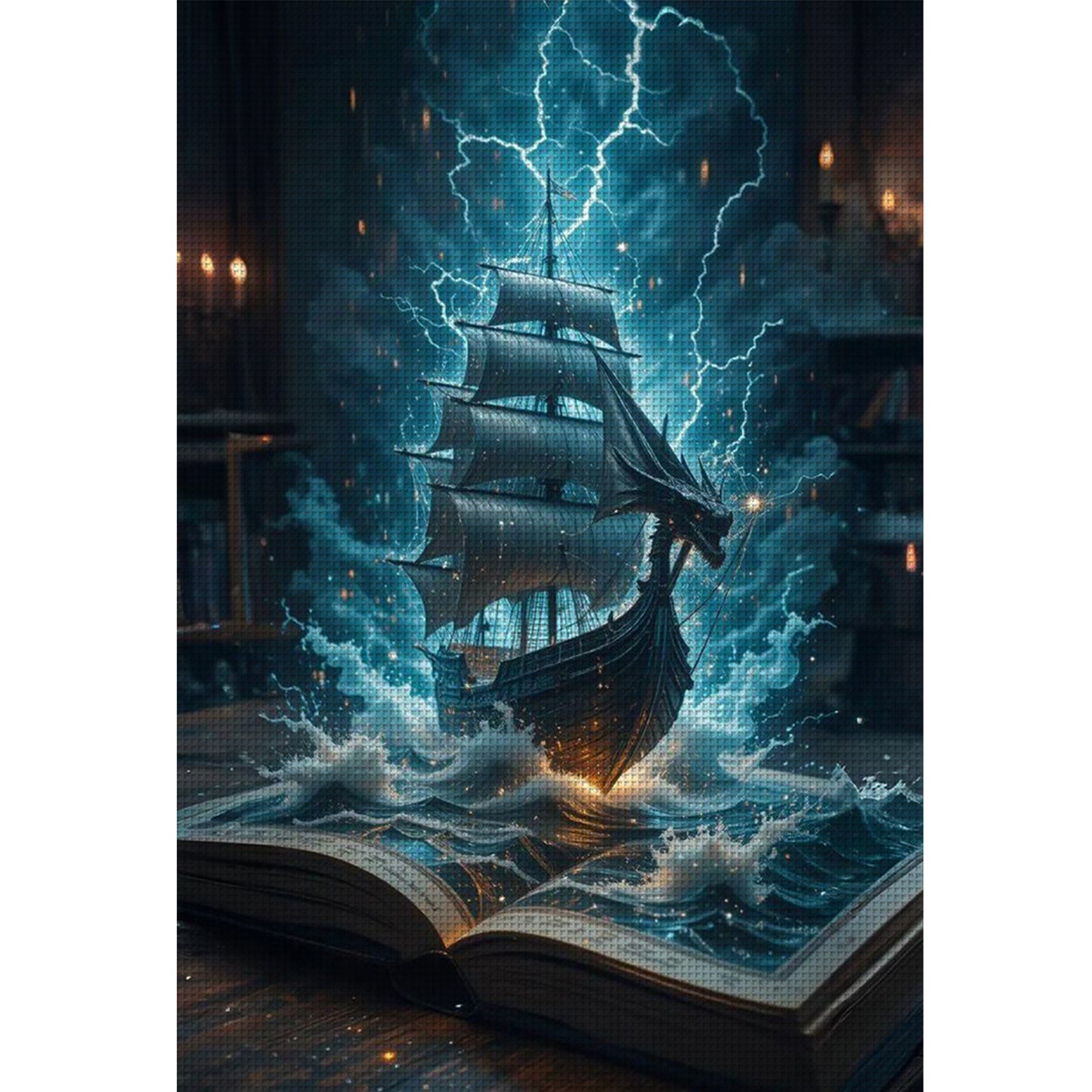 Ship In Book - Full 11CT Stamped Cross Stitch 40x60CM - Huacan