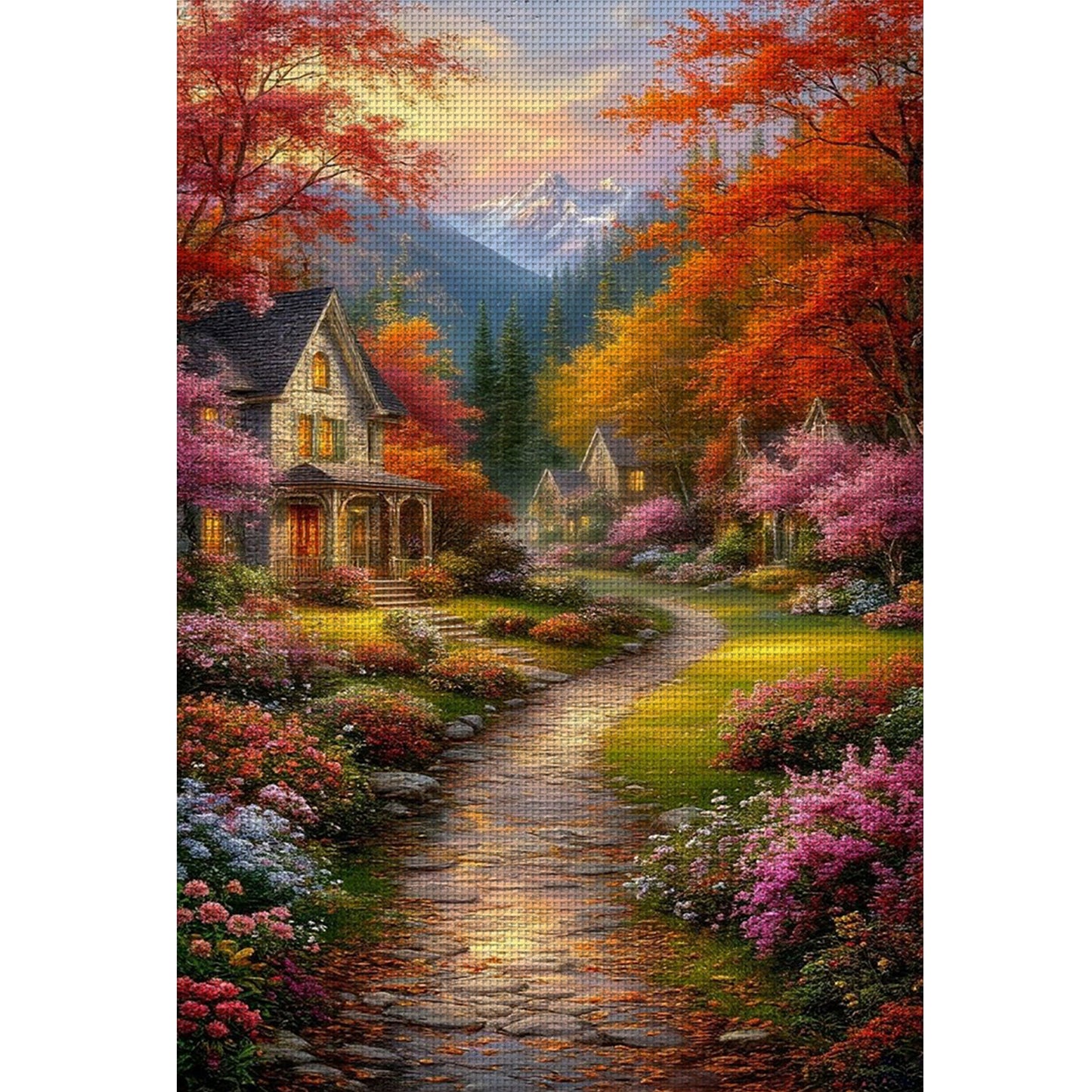 Autumn Hut - Full 11CT Stamped Cross Stitch 40x60CM - Huacan