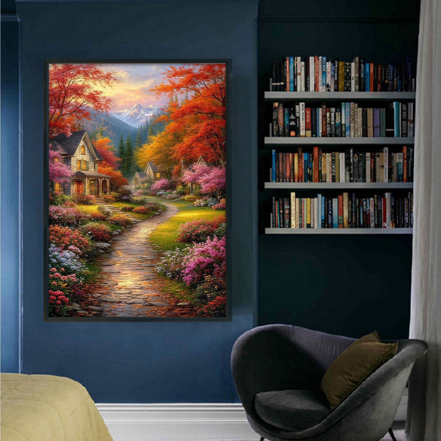 Autumn Hut - Full 11CT Stamped Cross Stitch 40x60CM - Huacan