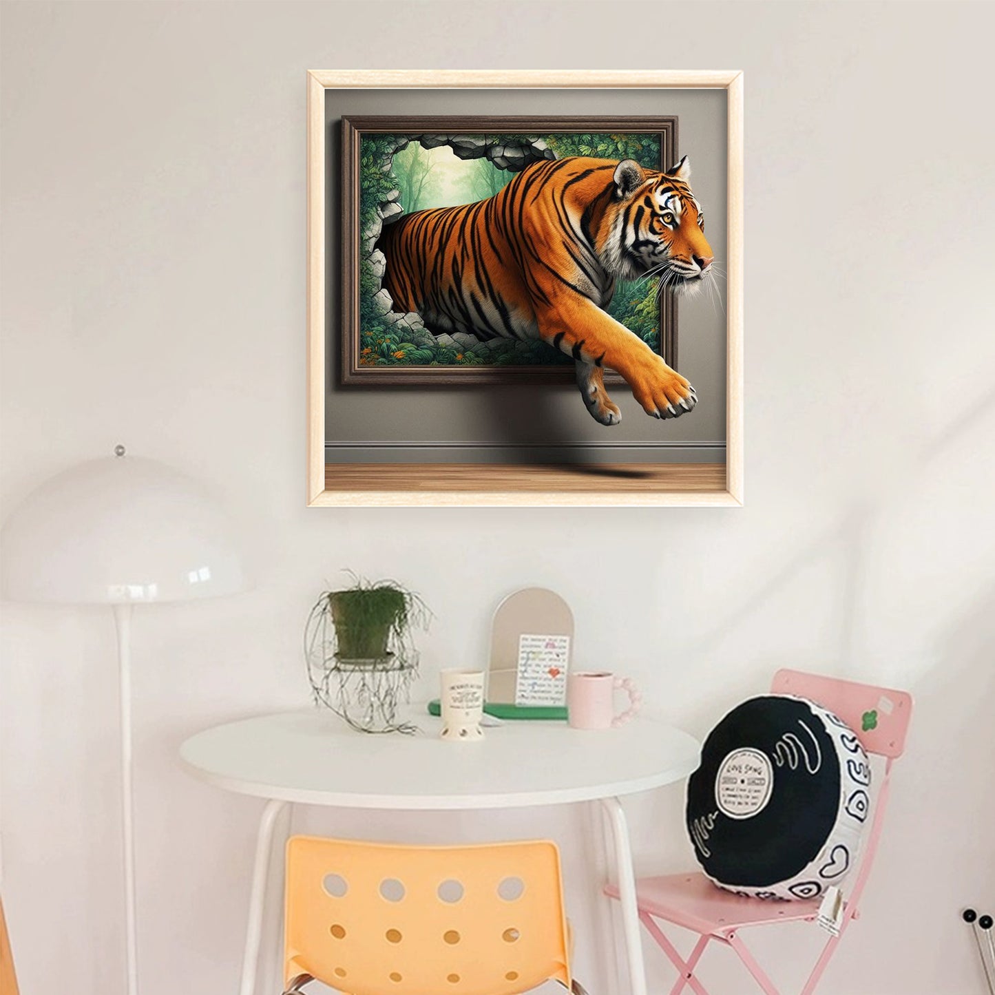 Tiger In Painting - Full 11CT Stamped Cross Stitch 45x45CM - Huacan
