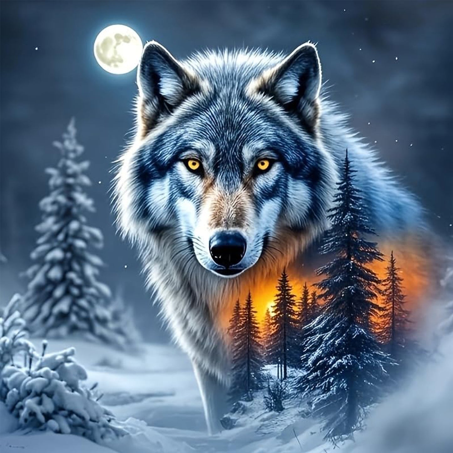 Wolf - Full 11CT Counted Cross Stitch 40x40CM - Yishu