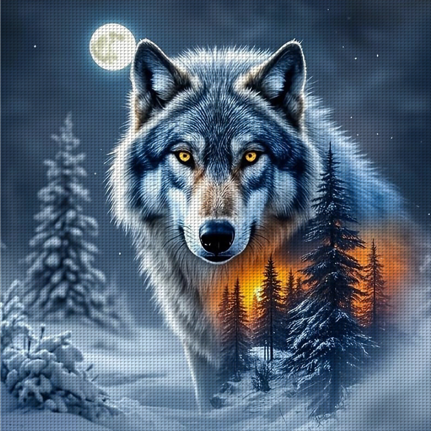 Wolf - Full 11CT Counted Cross Stitch 40x40CM - Yishu