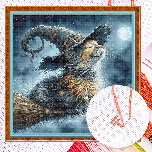 Magic Cat - Full 11CT Counted Cross Stitch 40x40CM - Yishu