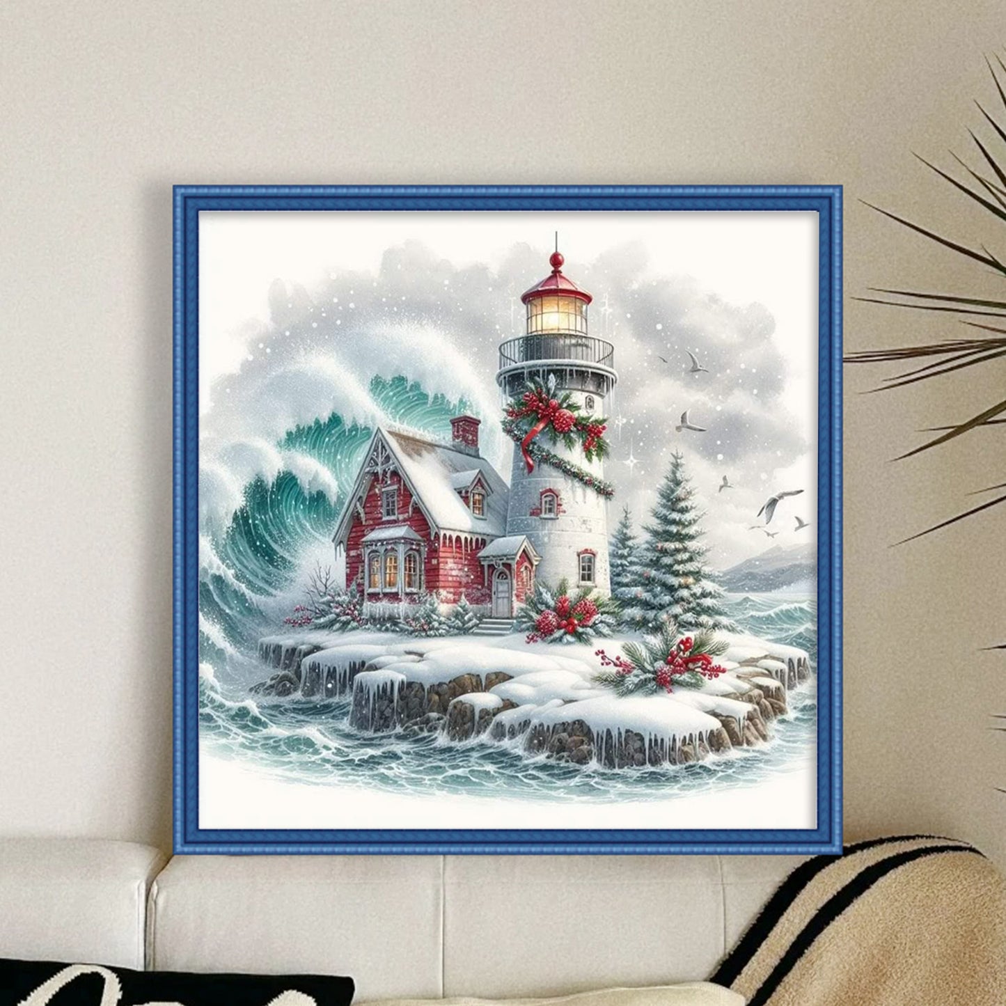 Winter Lighthouse - Full 11CT Counted Cross Stitch 45x45CM - Yishu
