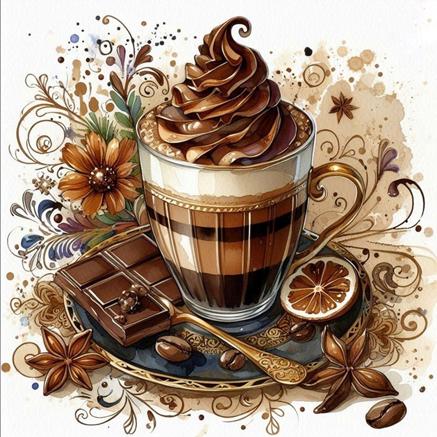 Chocolate Ice Cream - Full 11CT Stamped Cross Stitch 40x40CM - Yishu
