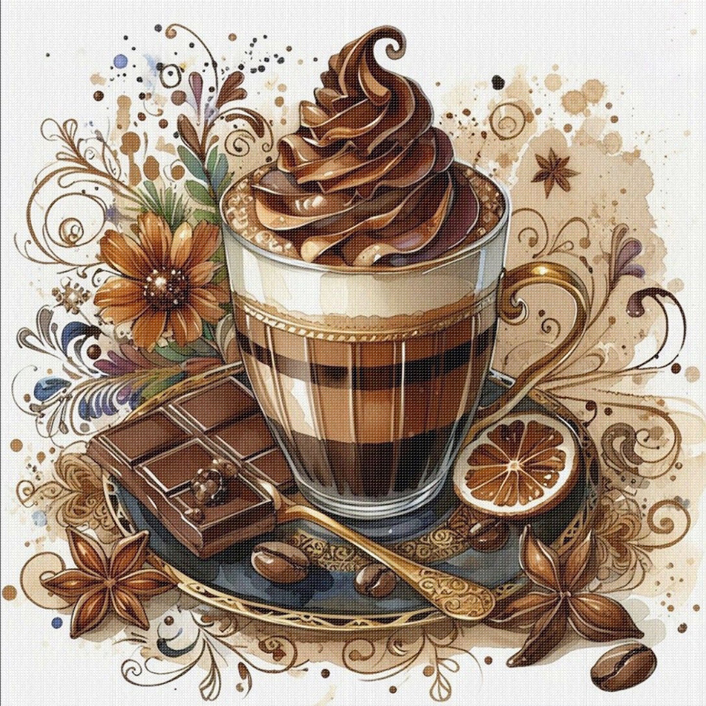 Chocolate Ice Cream - Full 11CT Stamped Cross Stitch 40x40CM - Yishu
