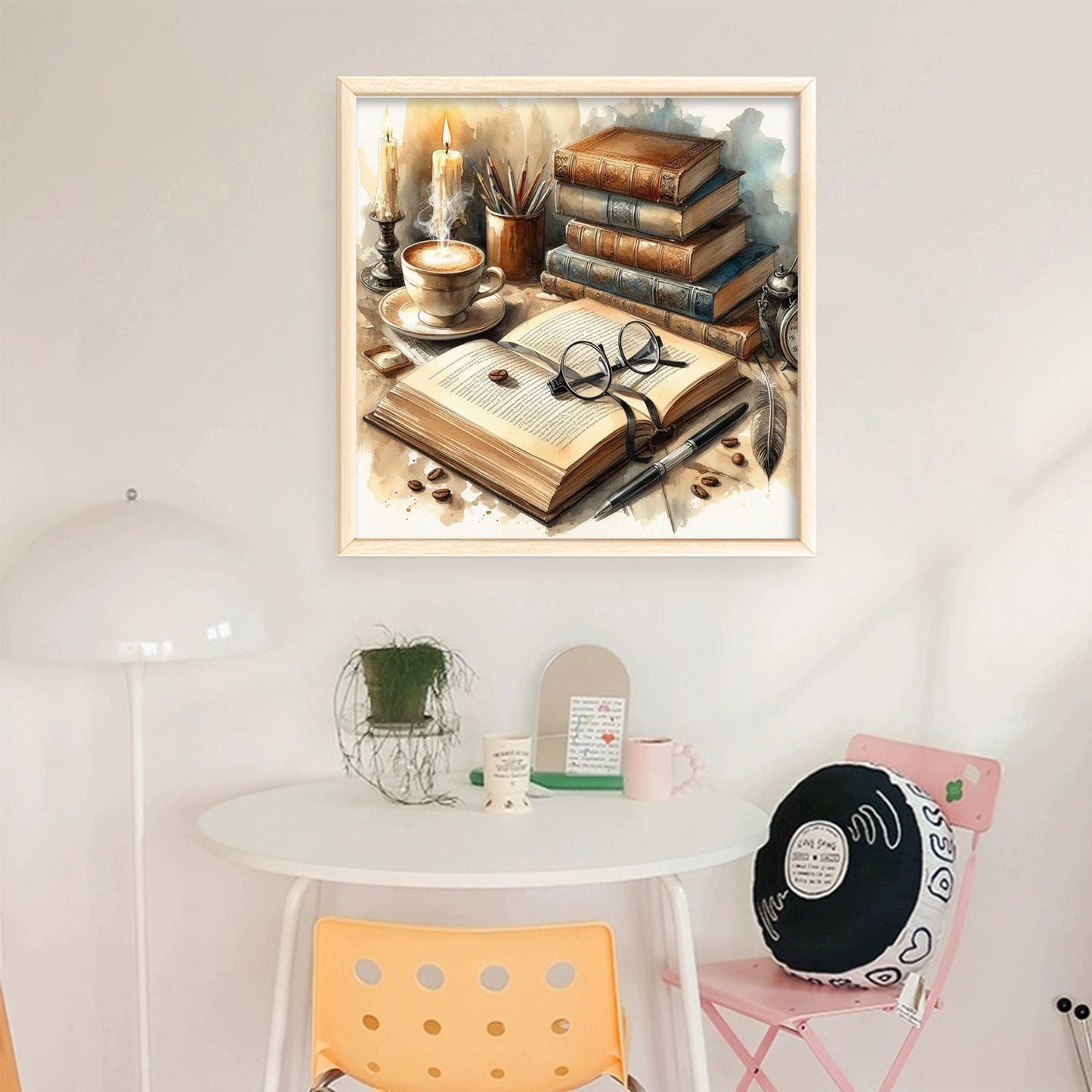 Books And Coffee - Full 11CT Stamped Cross Stitch 40x40CM - Yishu
