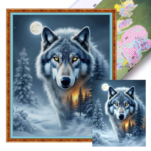 Wolf Forest - Full 11CT Stamped Cross Stitch 40x50CM - Huacan